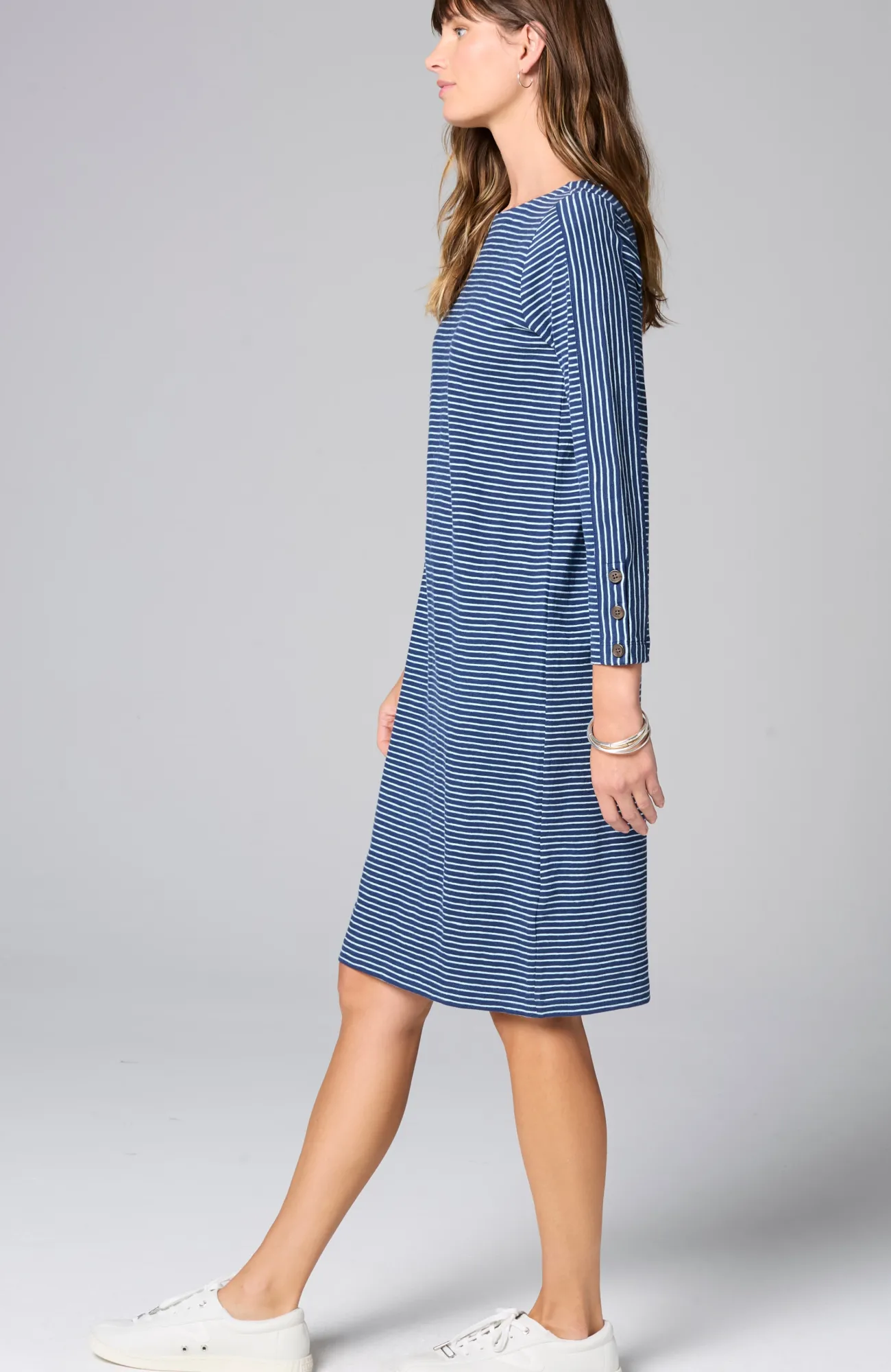 J.Jill Knit Button-Cuff Dress Ocean/sea Mist Cheap