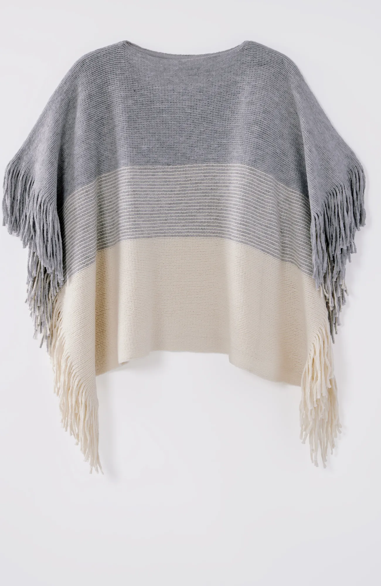J.Jill Knit-Fringe Poncho Grey Heather/oatmeal Heather Best Sale