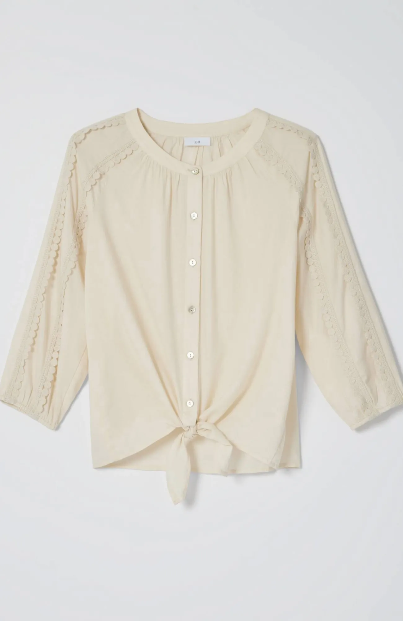 J.Jill Lace-Trimmed Tie-Front Top Barley Cheap