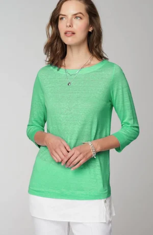 J.Jill Layered-Hem Mixed-Media Linen Tunic Best Sale