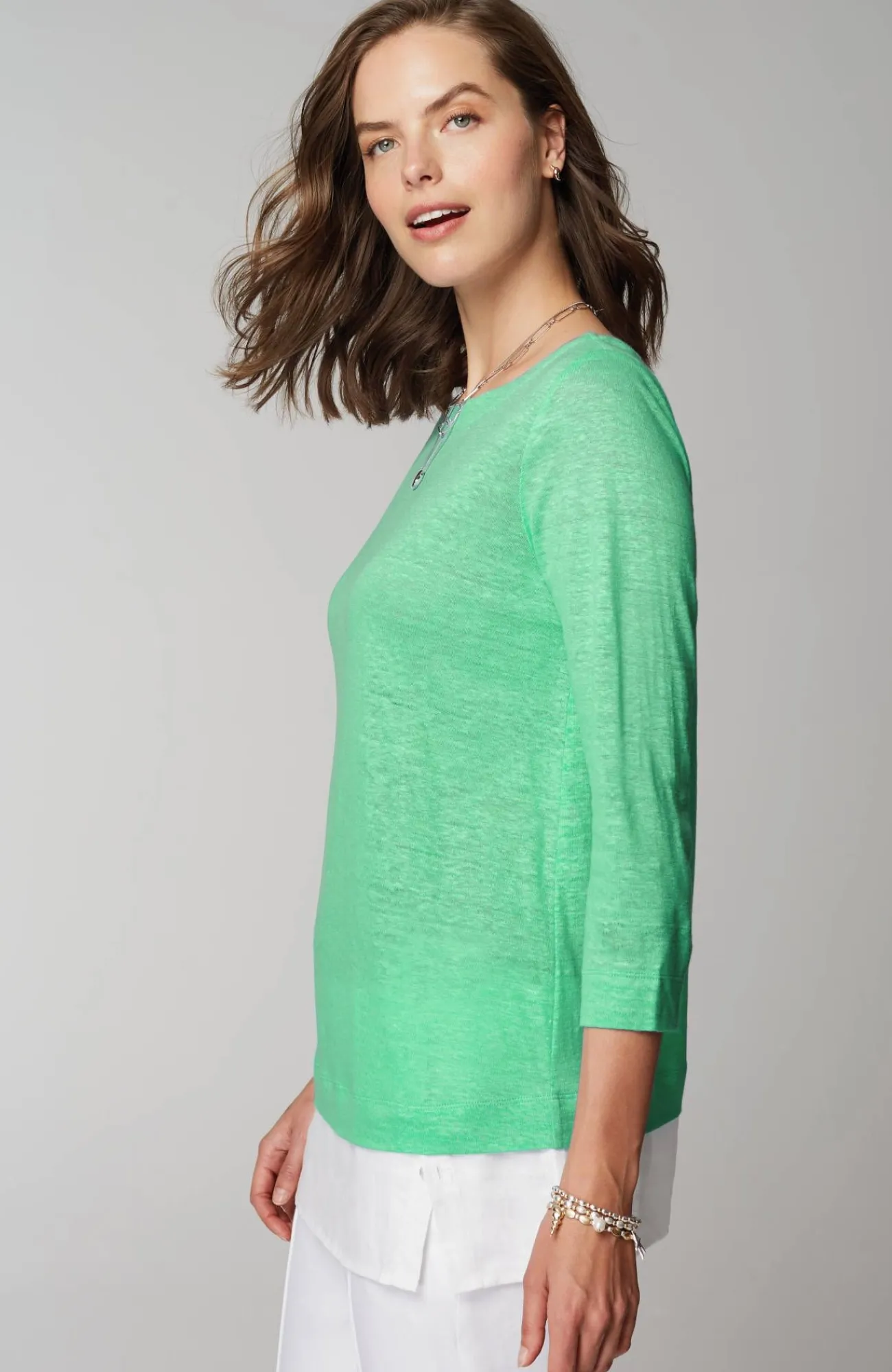 J.Jill Layered-Hem Mixed-Media Linen Tunic Best Sale