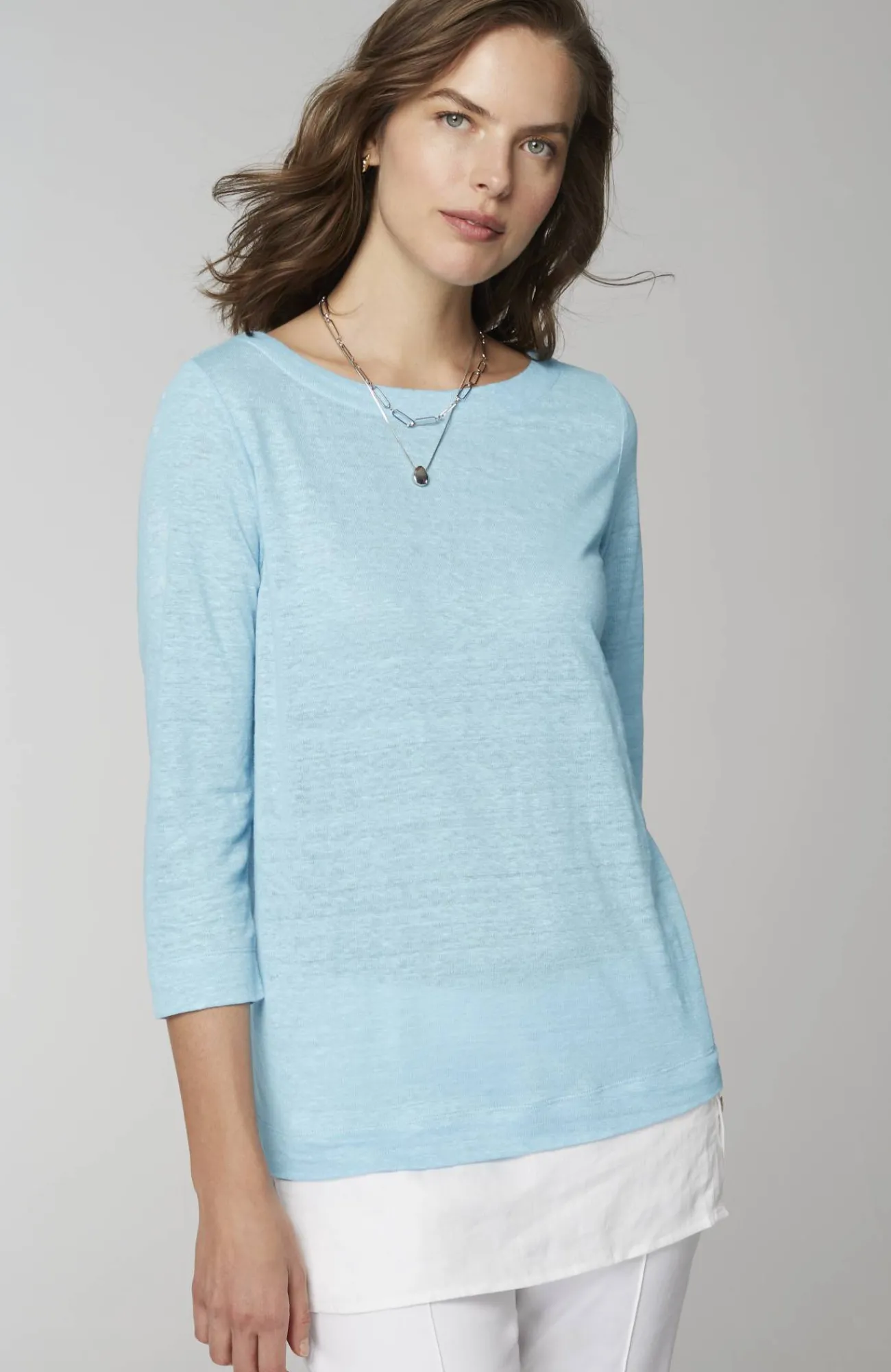 J.Jill Layered-Hem Mixed-Media Linen Tunic Best Sale