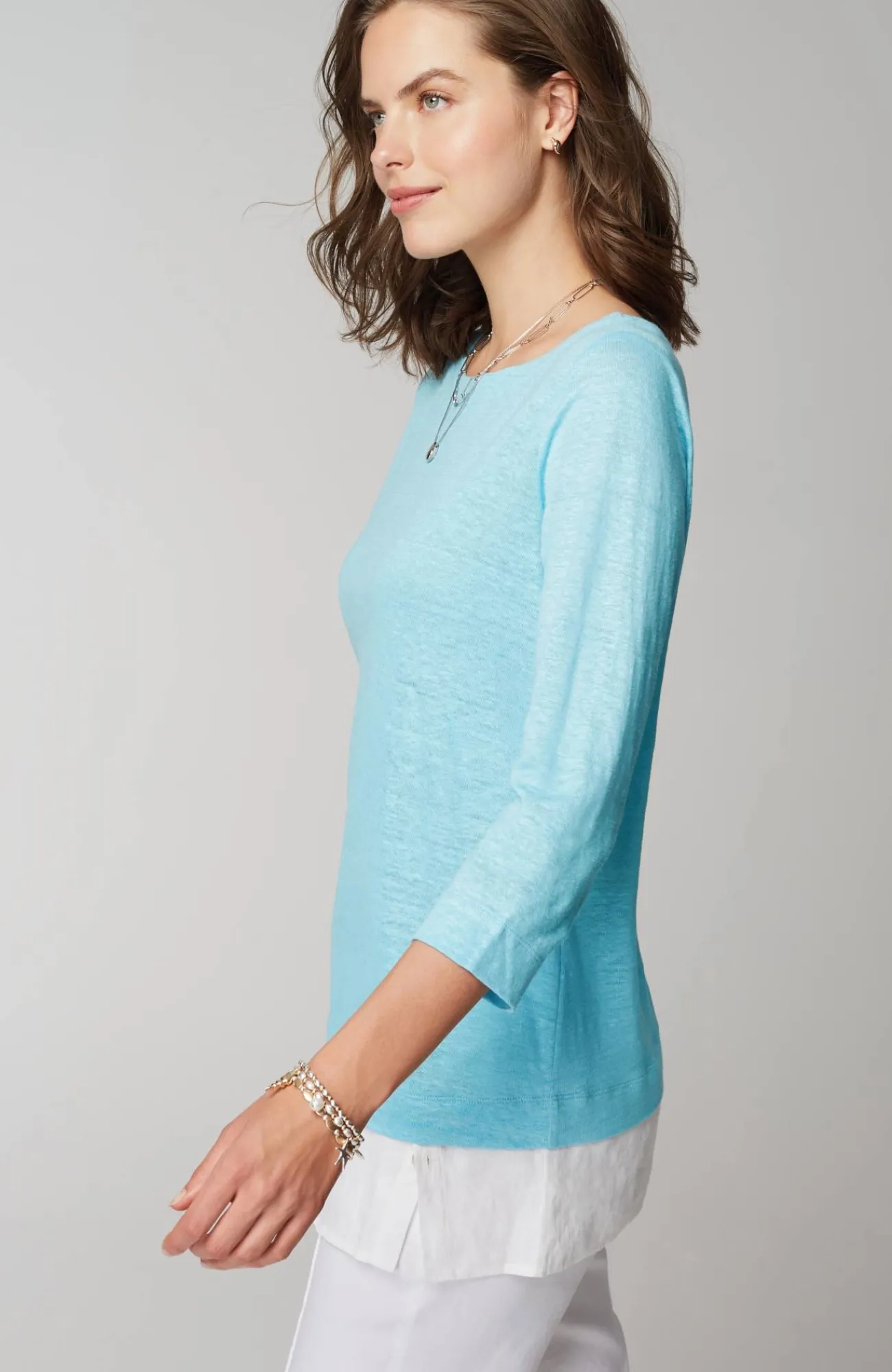 J.Jill Layered-Hem Mixed-Media Linen Tunic Best Sale