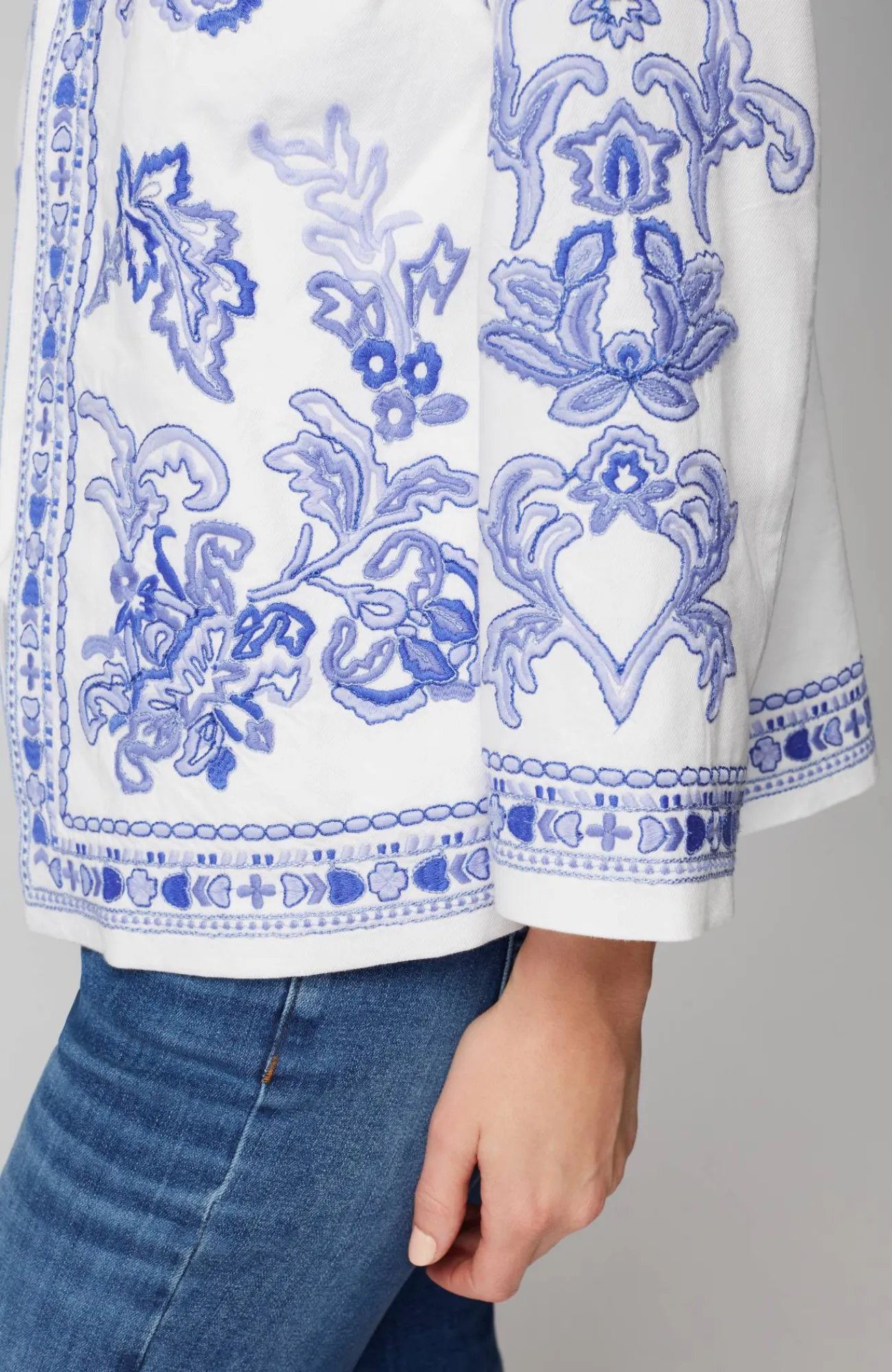 J.Jill Lightweight Embroidered Jacket White Multi Shop