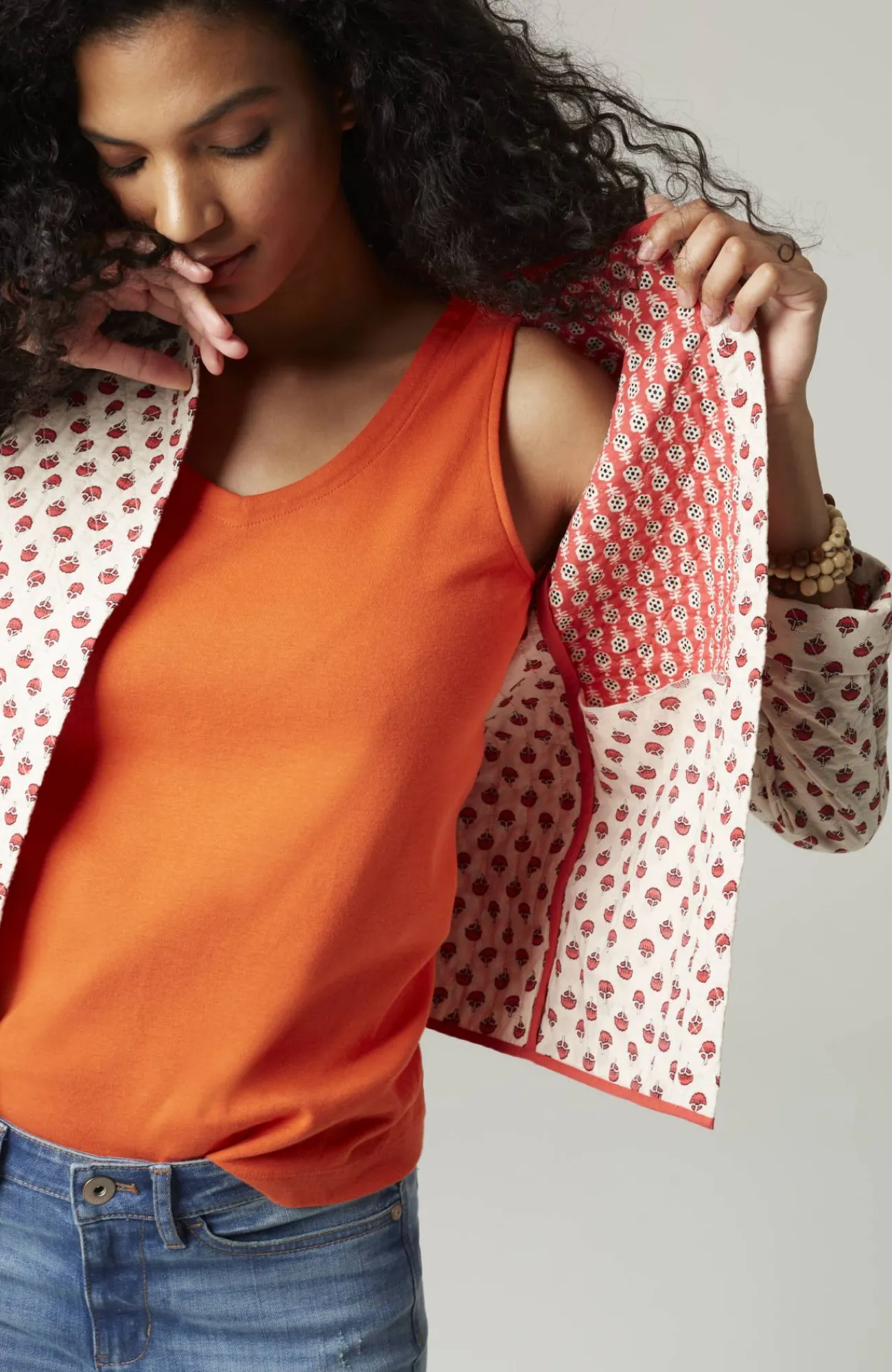J.Jill Lightweight Mixed-Print Quilted Jacket Shop