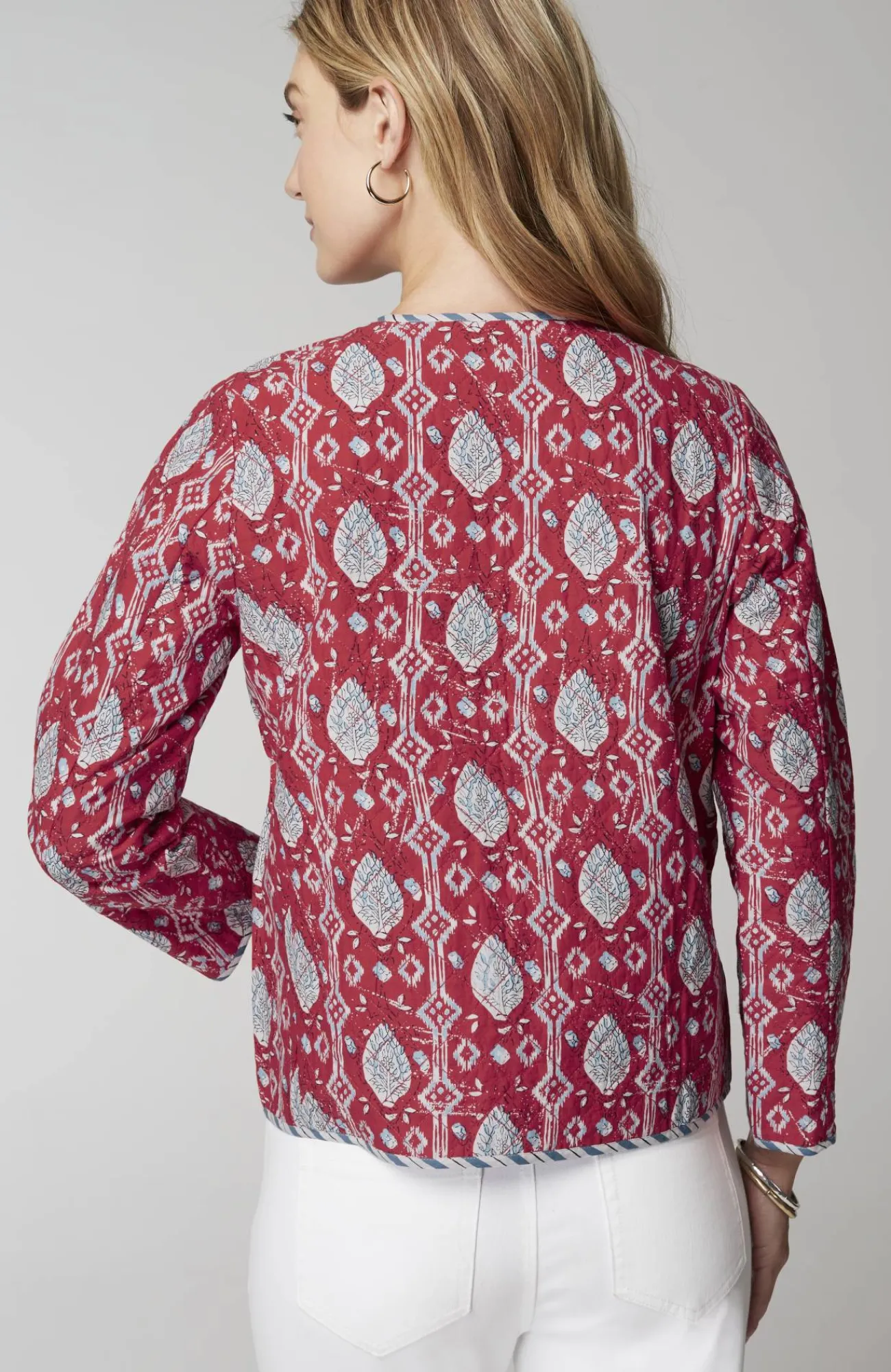 J.Jill Lightweight Mixed-Print Quilted Jacket Shop