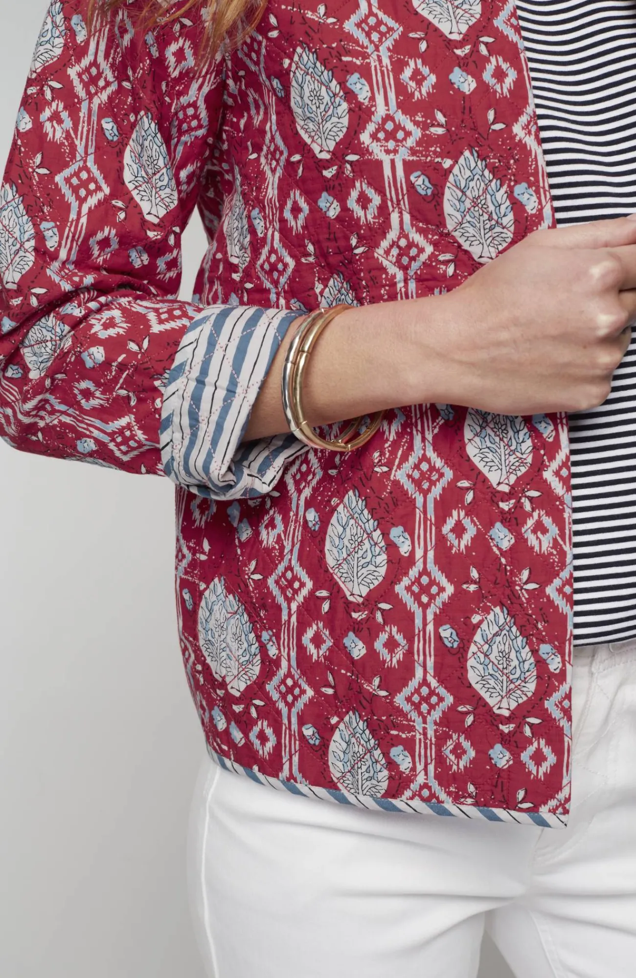 J.Jill Lightweight Mixed-Print Quilted Jacket Shop
