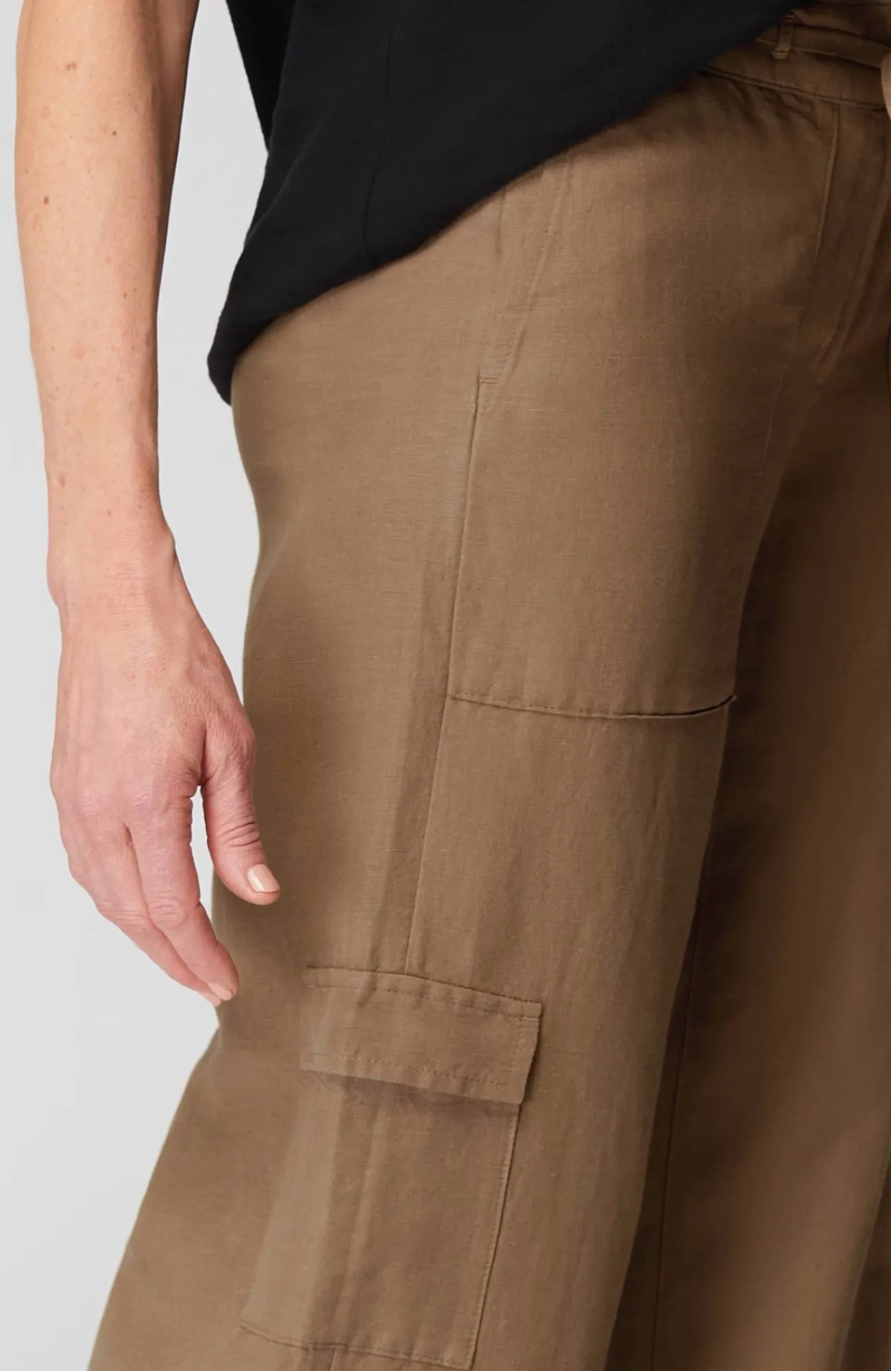 J.Jill Linen & Rayon Wide-Leg Cargo Pants Coconut Shell Cheap