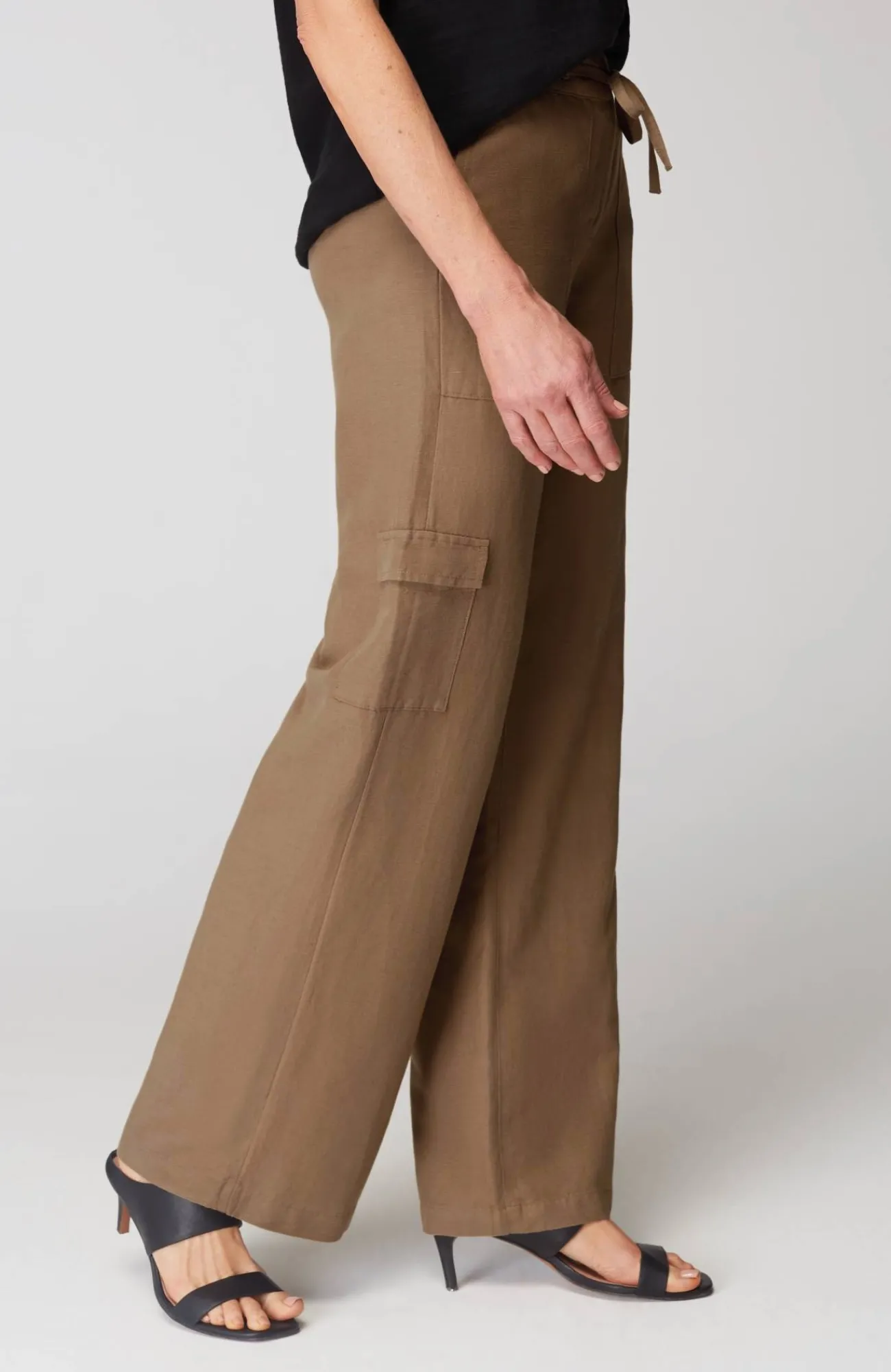 J.Jill Linen & Rayon Wide-Leg Cargo Pants Coconut Shell Cheap