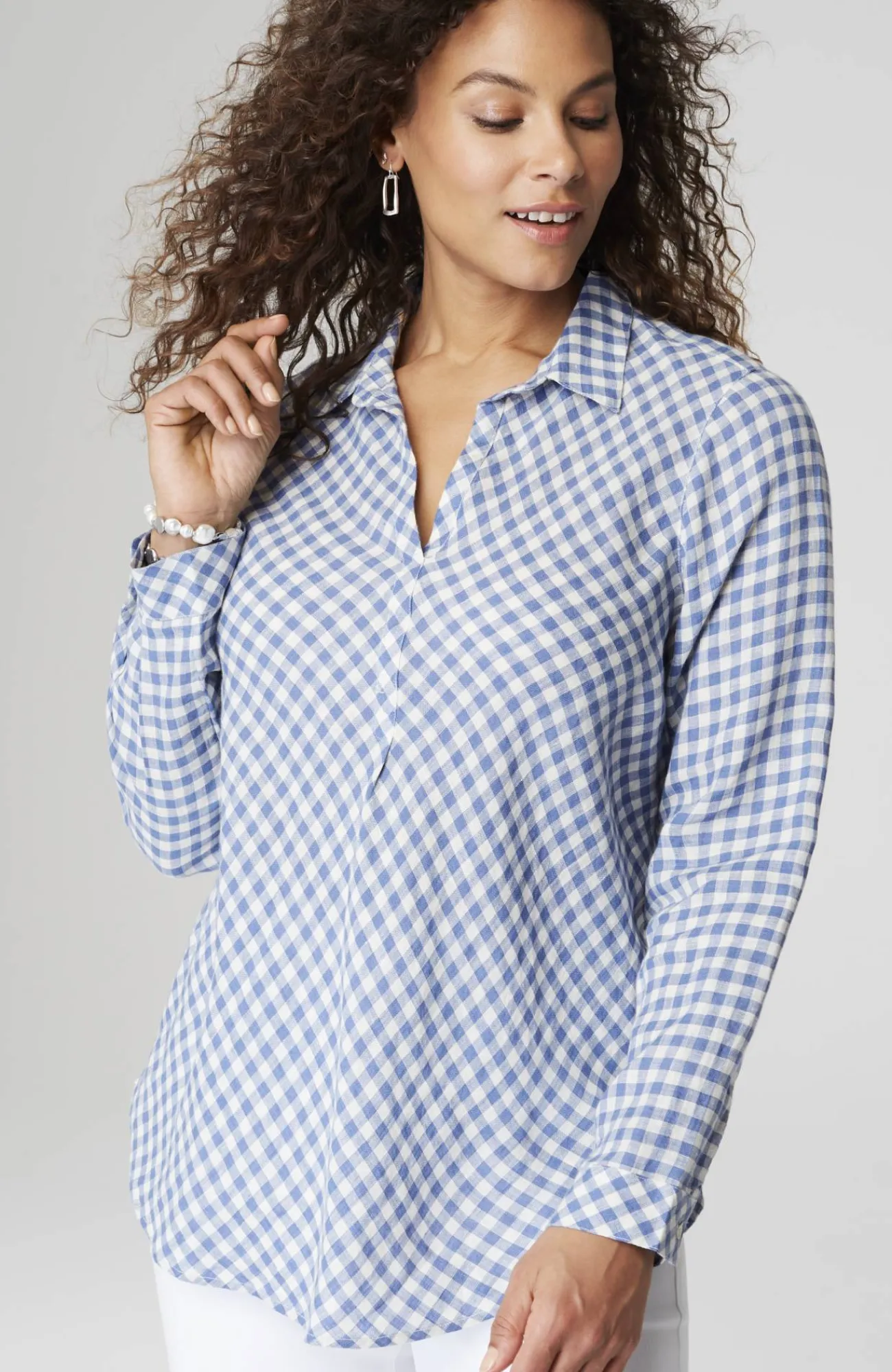J.Jill Linen Gingham Popover Flash Sale