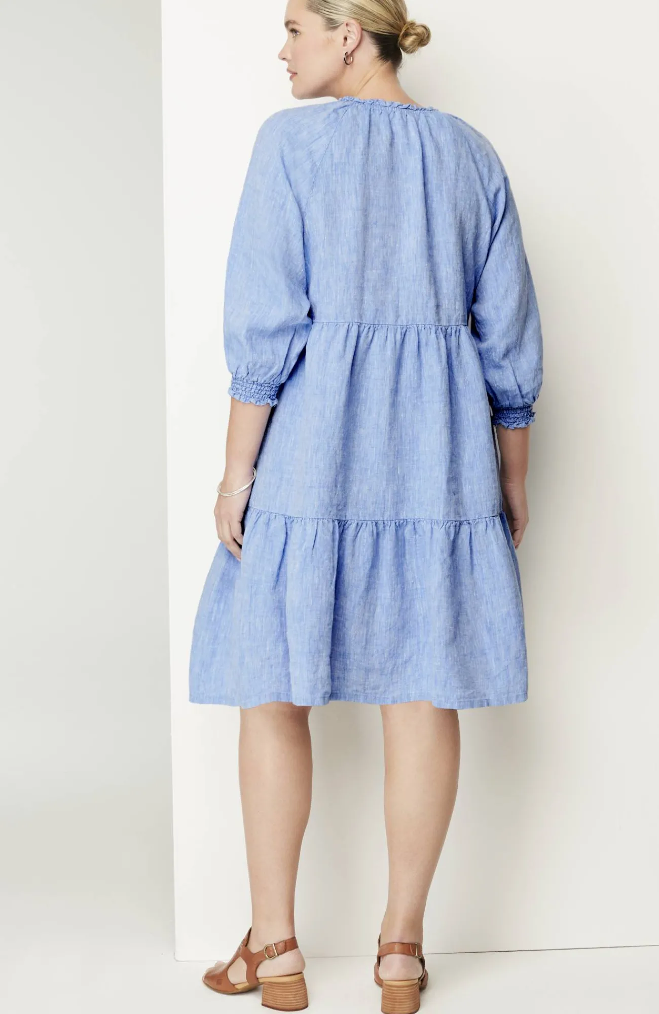 J.Jill Linen Ruffled-Neck Dress Flash Sale