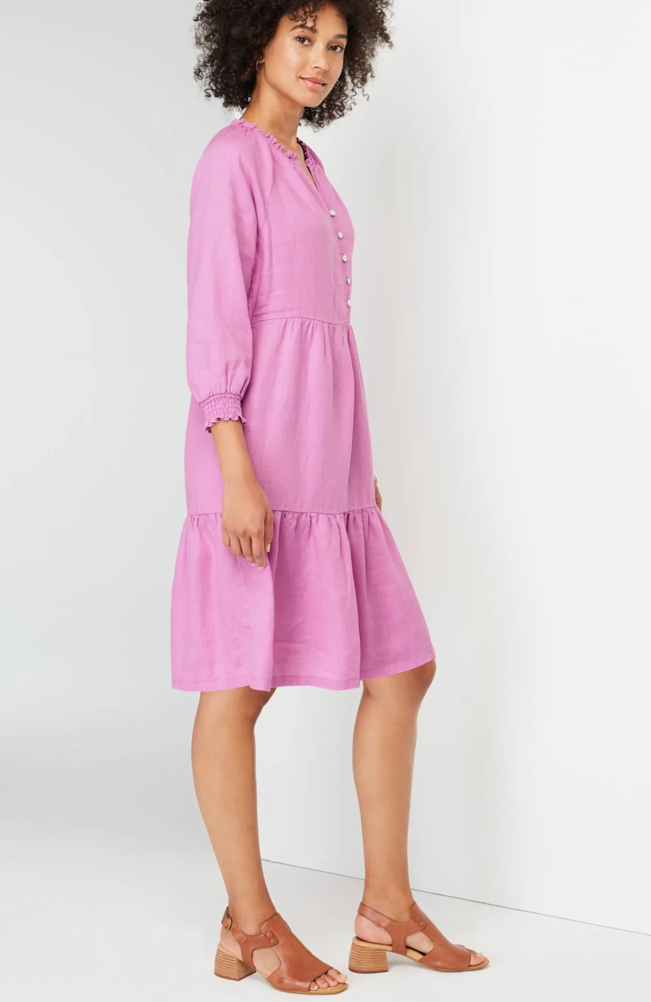 J.Jill Linen Ruffled-Neck Dress Flash Sale