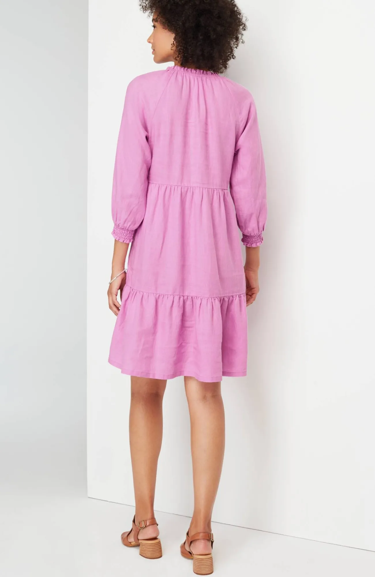 J.Jill Linen Ruffled-Neck Dress Flash Sale