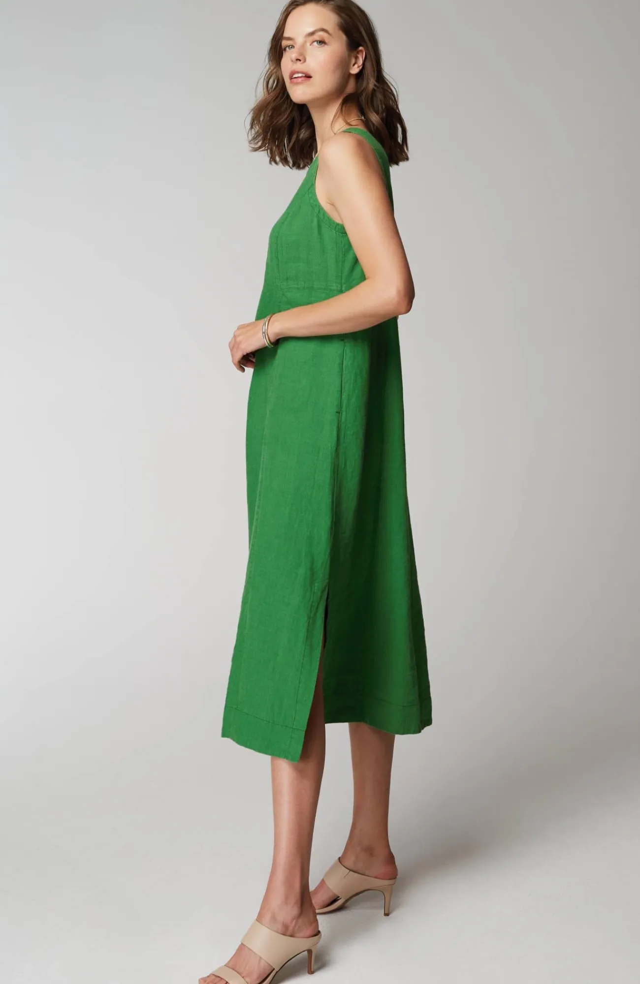 J.Jill Linen Seamed V-Neck Midi Dress Cheap