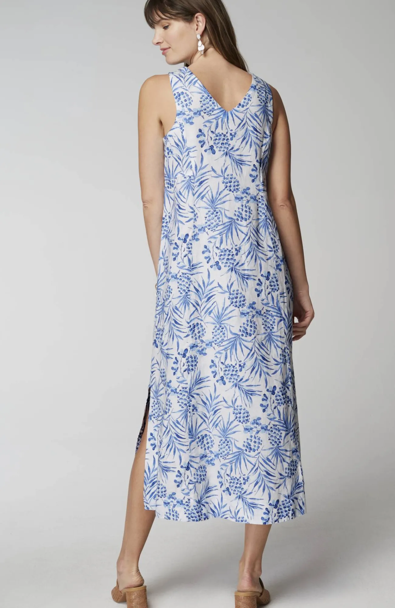 J.Jill Linen Seamed V-Neck Midi Dress Cheap