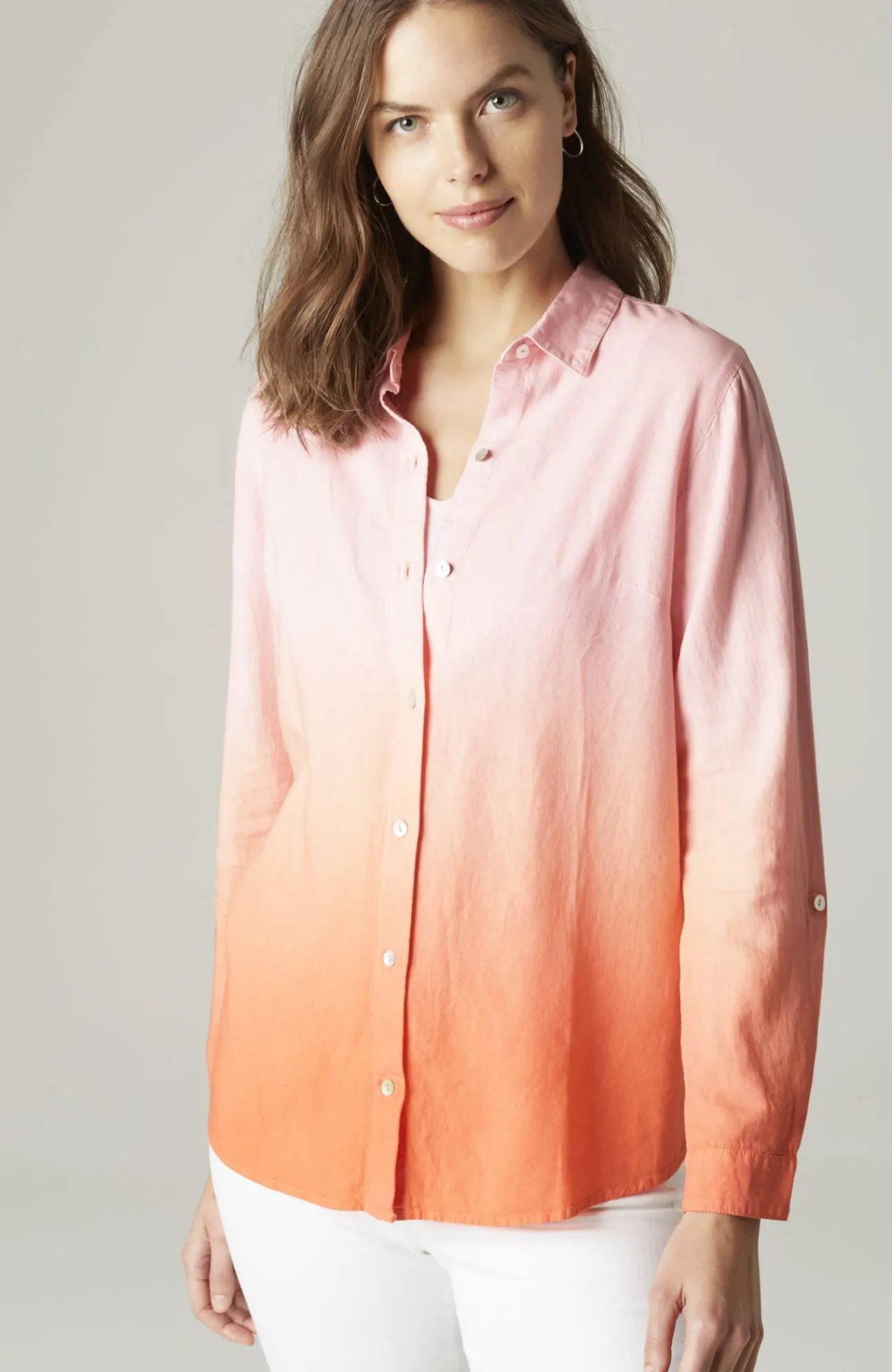 J.Jill Linen Tab-Sleeve A-Line Shirt Clearance