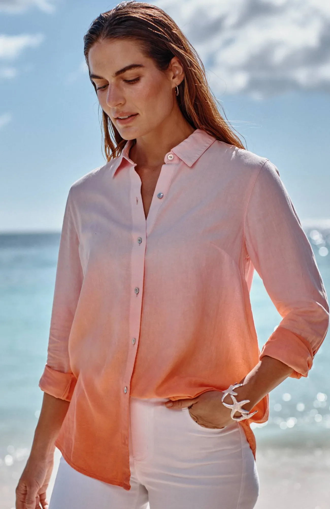 J.Jill Linen Tab-Sleeve A-Line Shirt Clearance