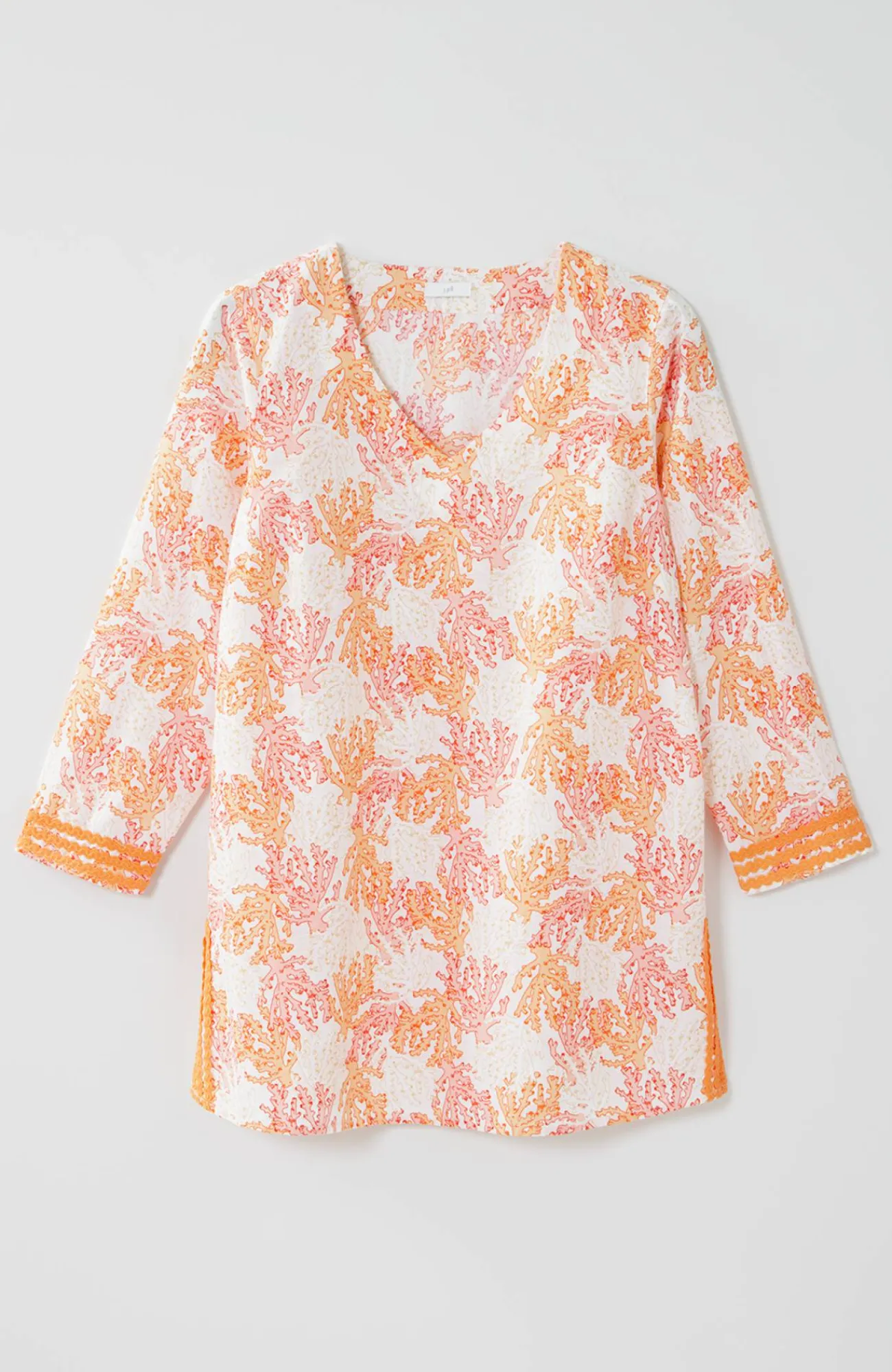 J.Jill Linen-Blend Coral-Reef Tunic Soft Oatmeal Charming Coral Shop