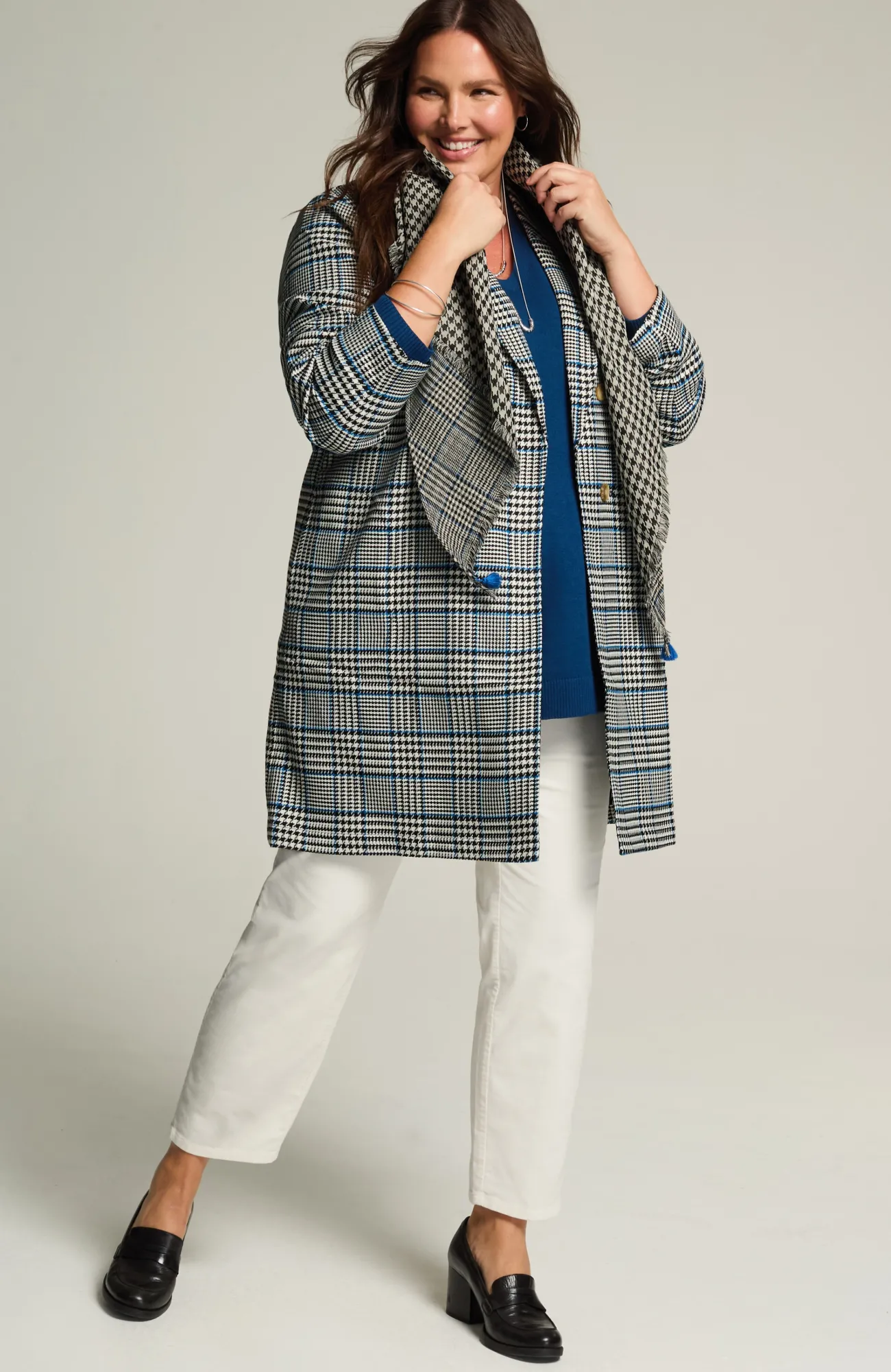 J.Jill Long Plaid Duster Jacket Barley Multi Cheap