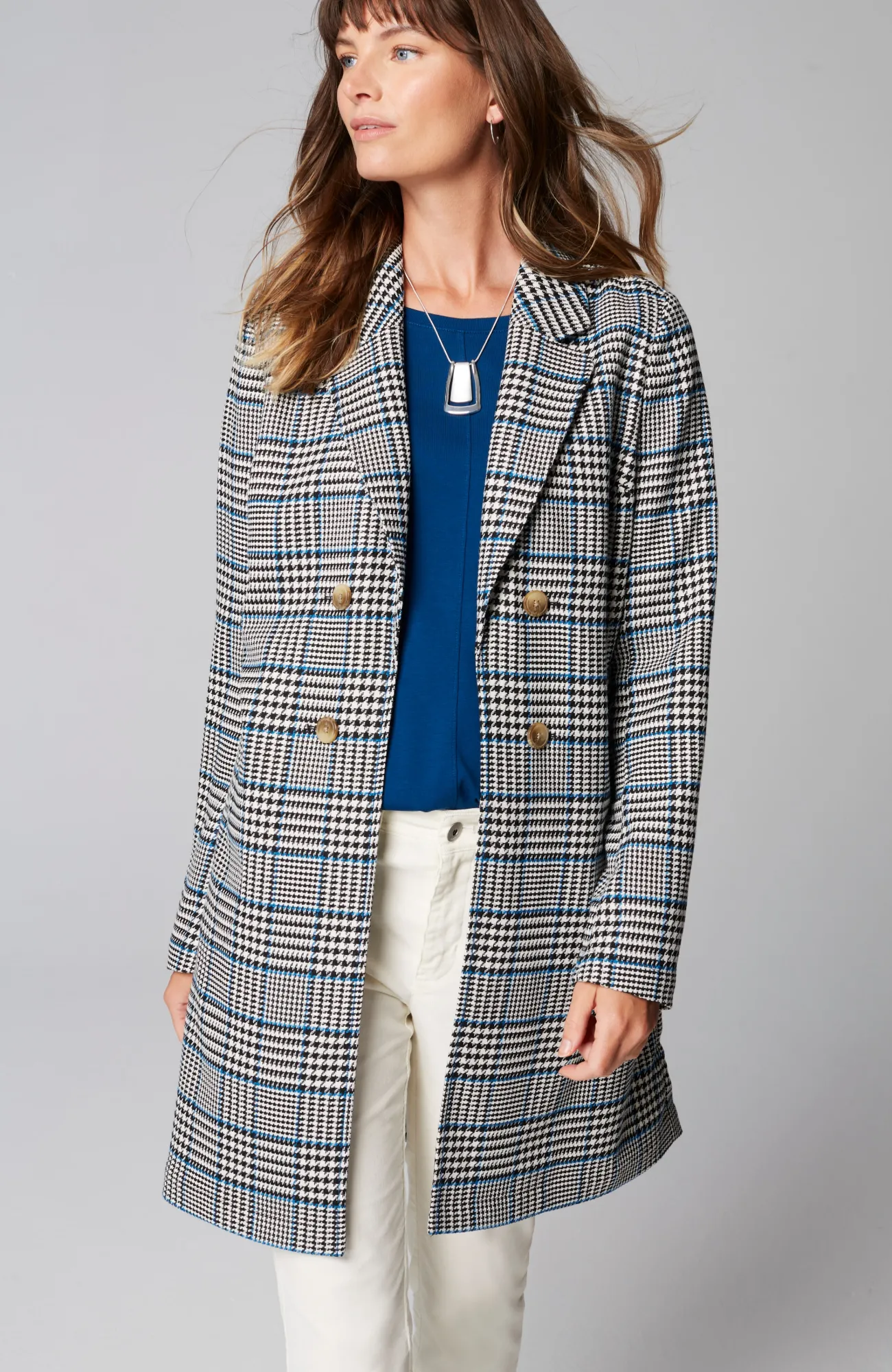 J.Jill Long Plaid Duster Jacket Barley Multi Cheap