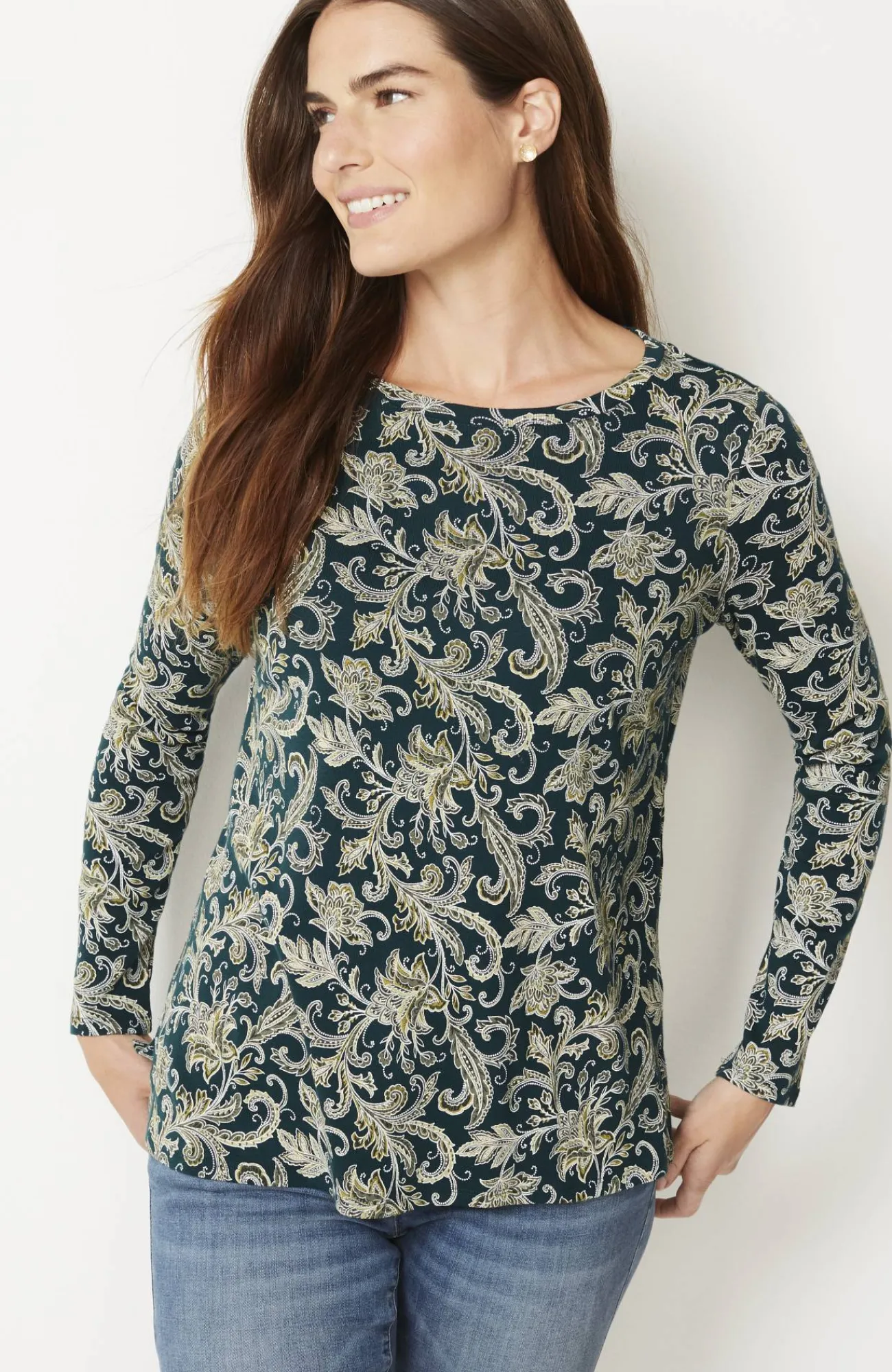 J.Jill Long-Sleeve Pima Crew-Neck Tee Flash Sale