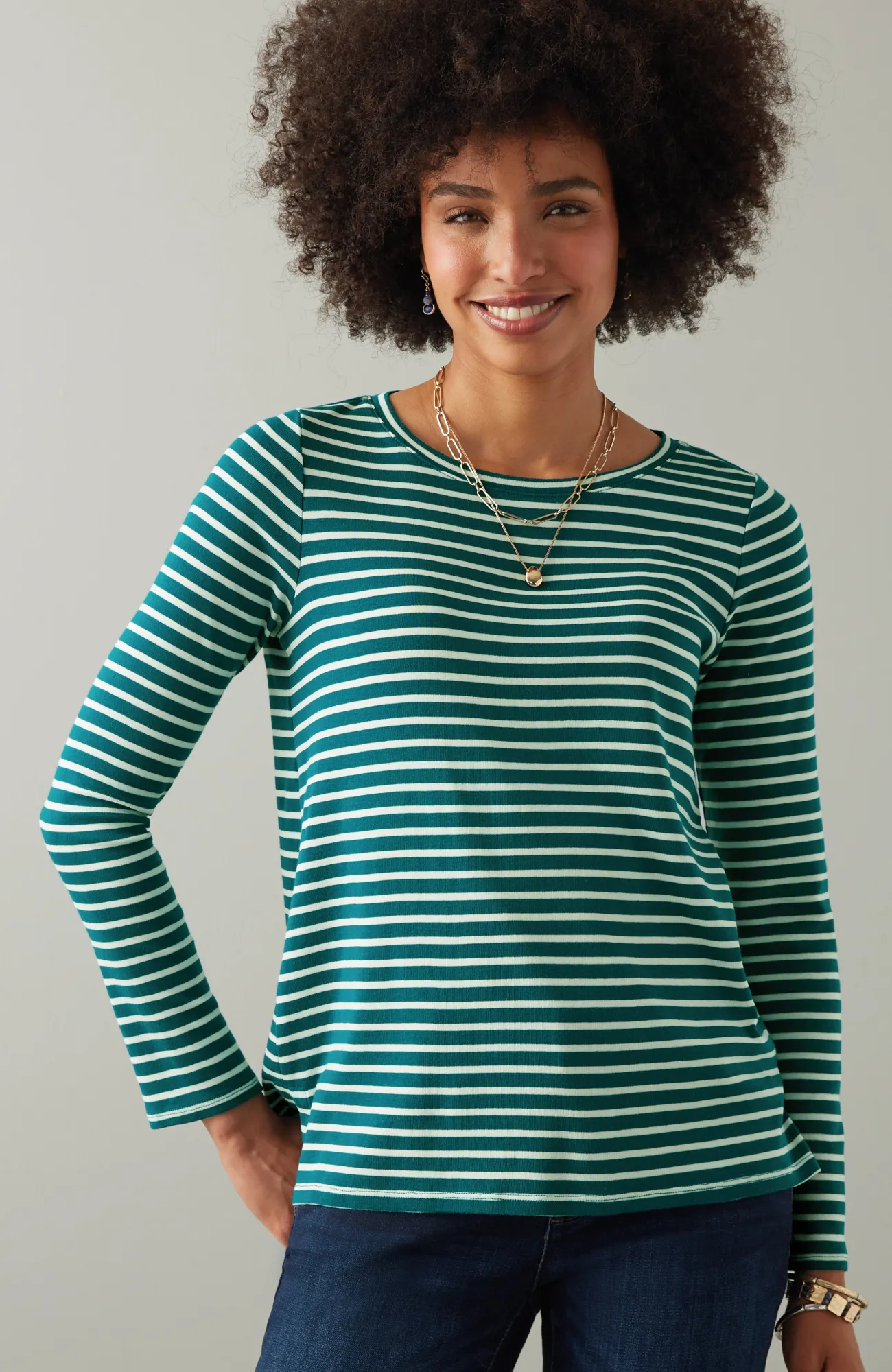 J.Jill Long-Sleeve Pima Crew-Neck Tee Flash Sale