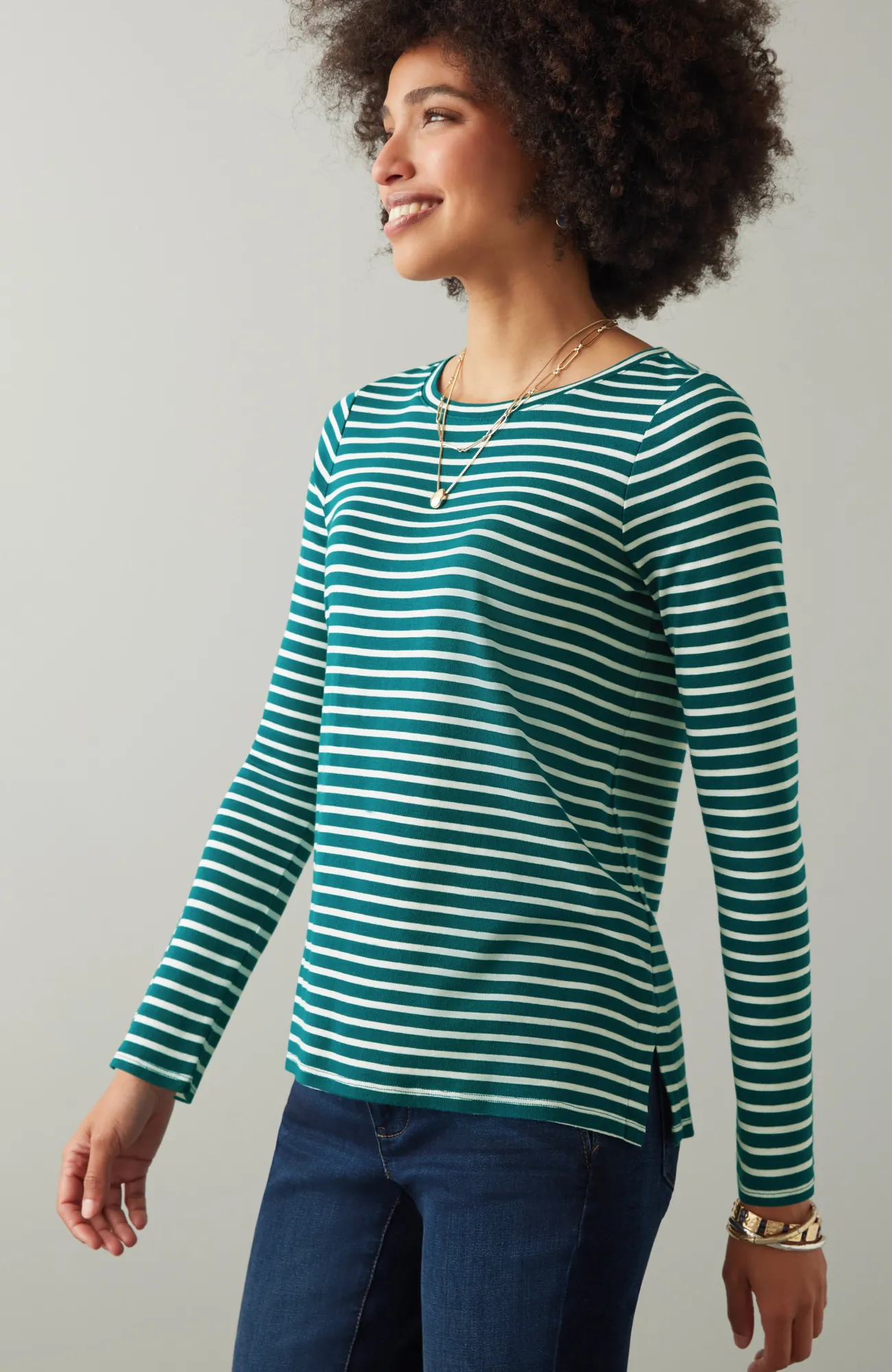 J.Jill Long-Sleeve Pima Crew-Neck Tee Flash Sale