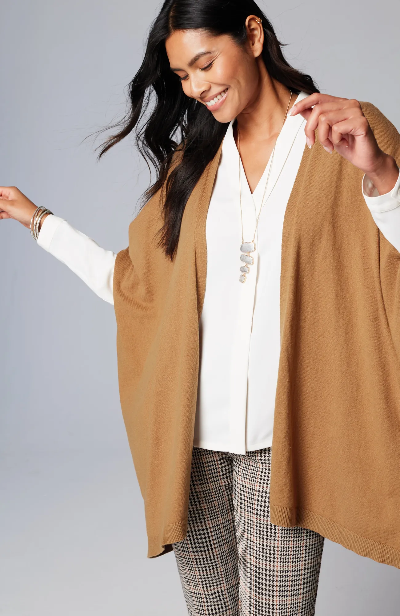 J.Jill Luxe Rib-Trimmed Knit Ruana Hot