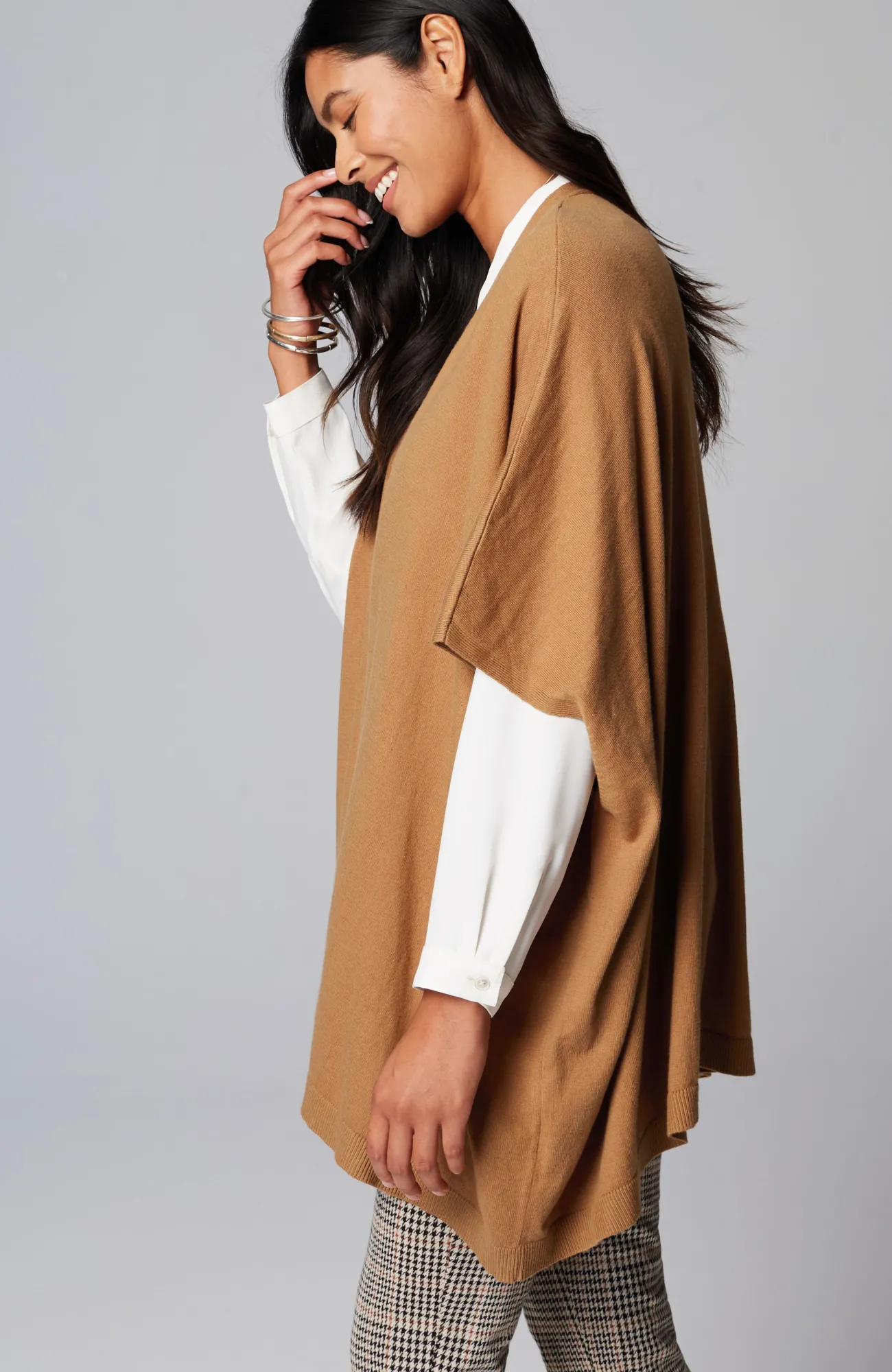 J.Jill Luxe Rib-Trimmed Knit Ruana Hot