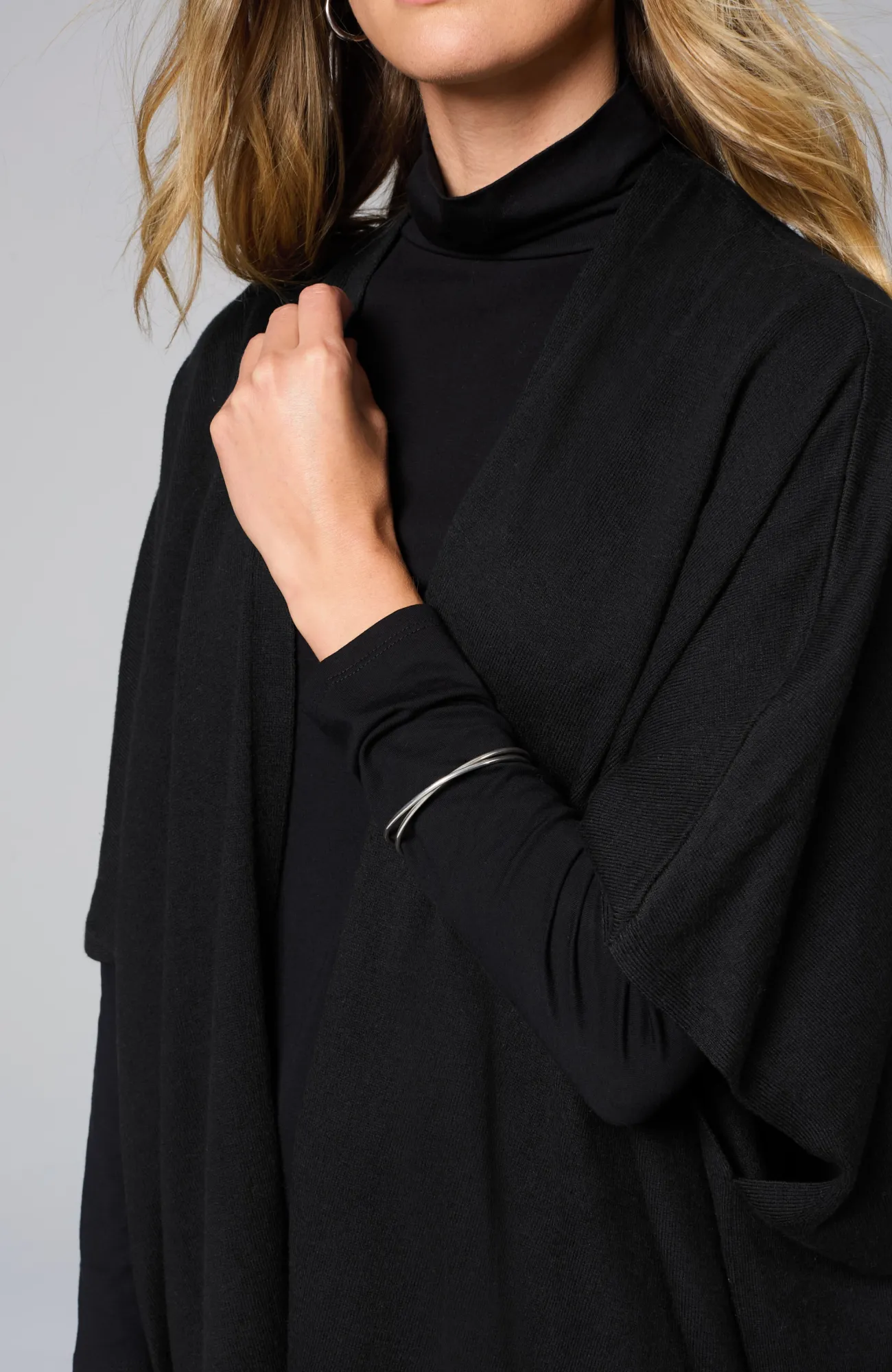 J.Jill Luxe Rib-Trimmed Knit Ruana Hot