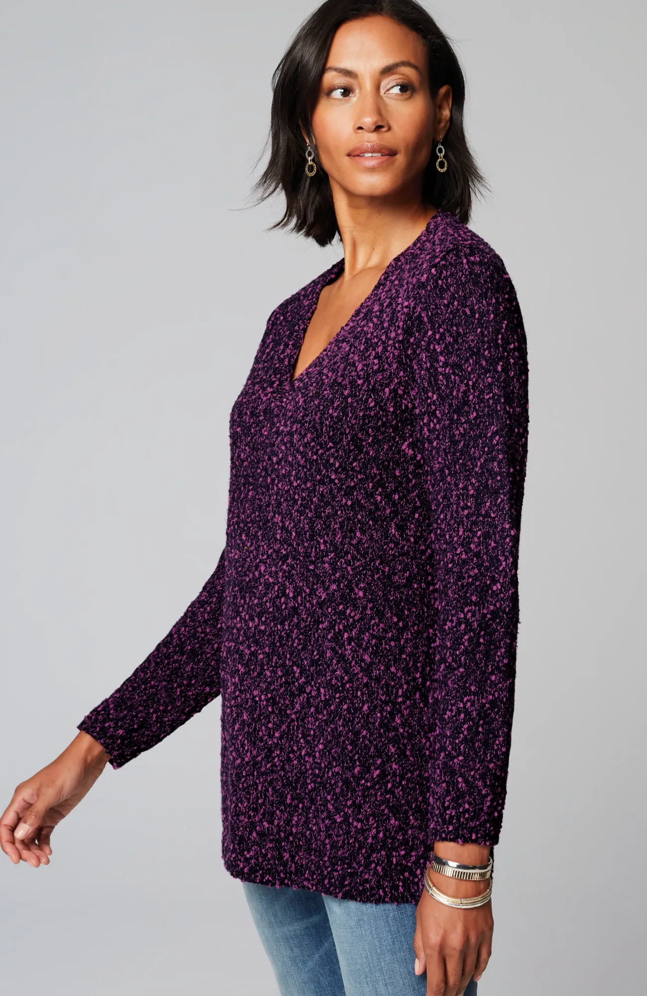 J.Jill Marled V-Neck Speckled Sweater Cheap