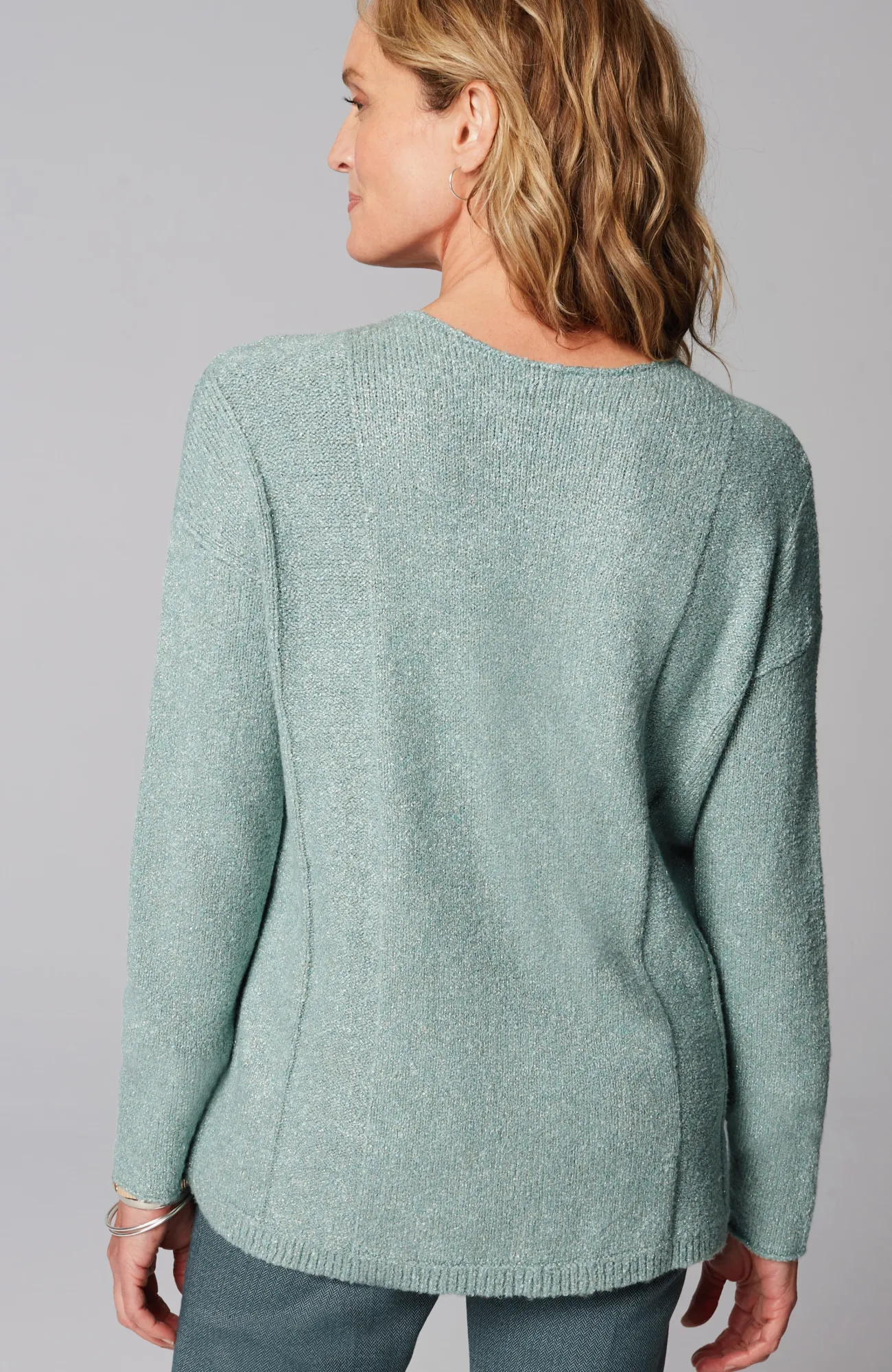J.Jill Metallic Textured Pullover Sweater Antique Jade Heather Multi Cheap