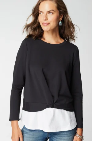 J.Jill Mixed-Media Twist-Front Top Cheap