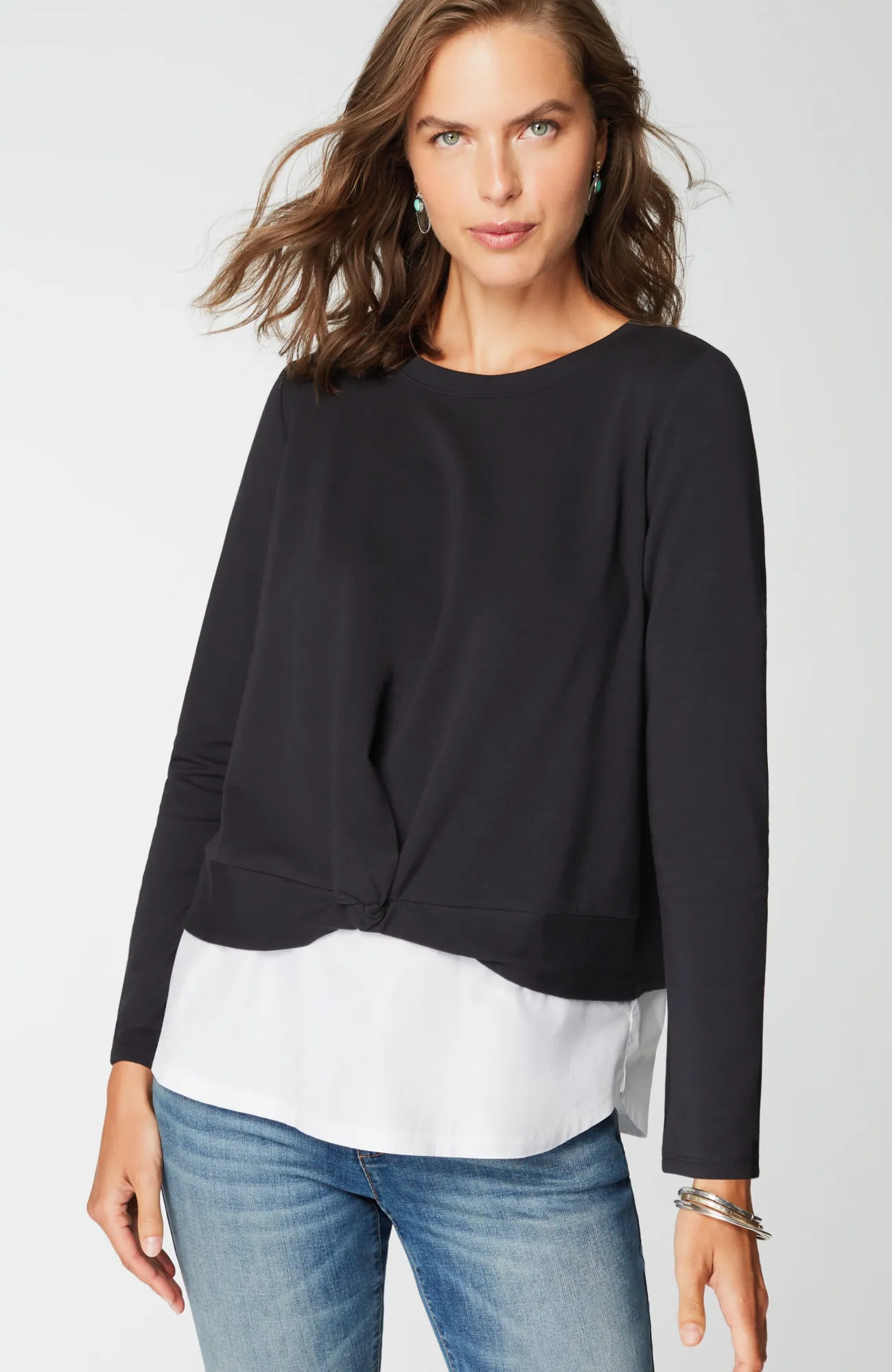 J.Jill Mixed-Media Twist-Front Top Cheap