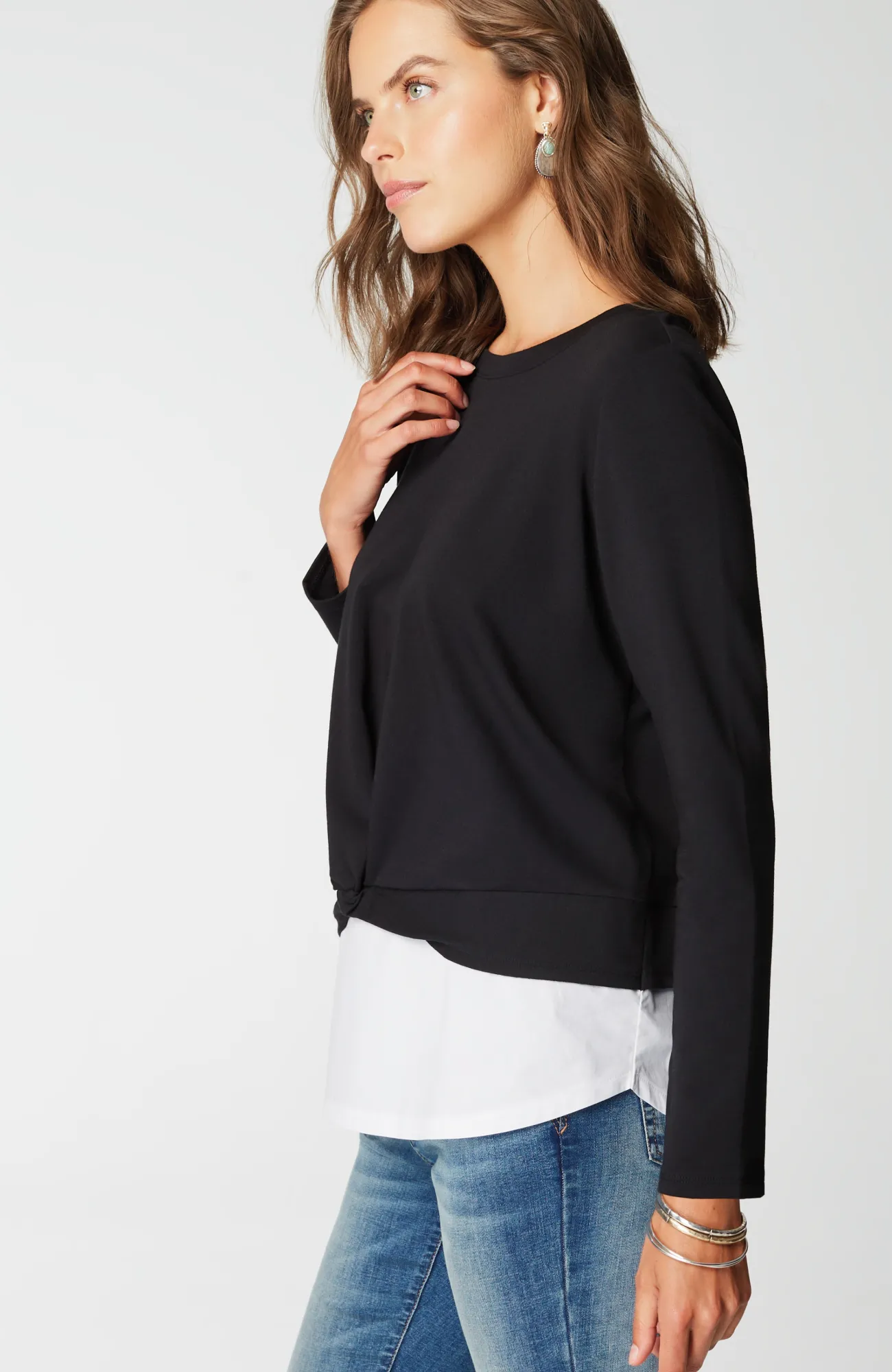 J.Jill Mixed-Media Twist-Front Top Cheap
