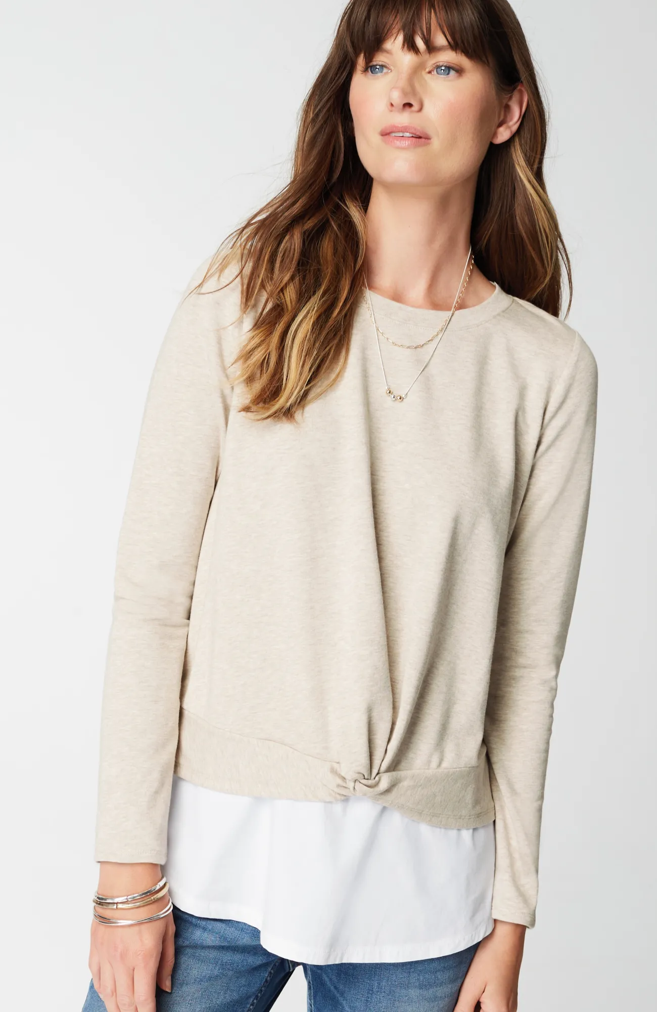 J.Jill Mixed-Media Twist-Front Top Cheap