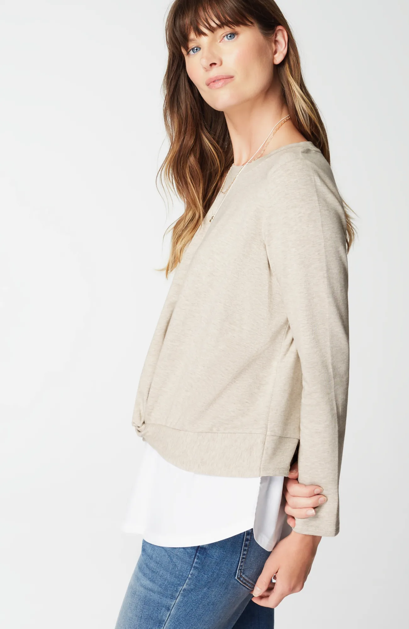 J.Jill Mixed-Media Twist-Front Top Cheap