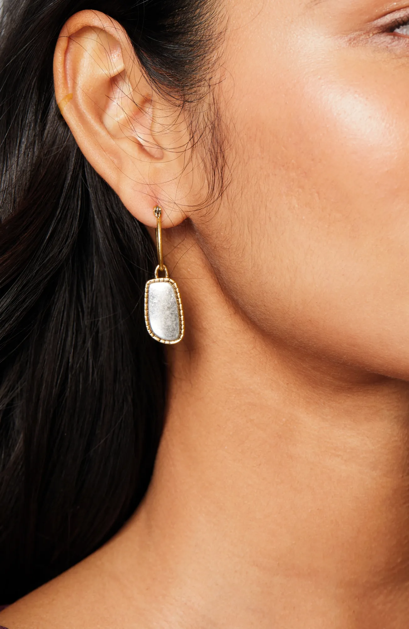 J.Jill Mixed-Metal Reversible Earrings Silvertone/goldtone Clearance