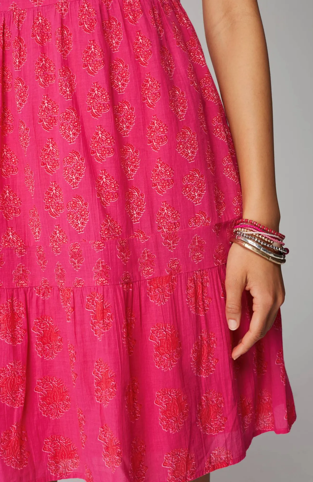 J.Jill Mixed-Print A-Line Dress Fruit Punch Floral Stamp Mix Best Sale