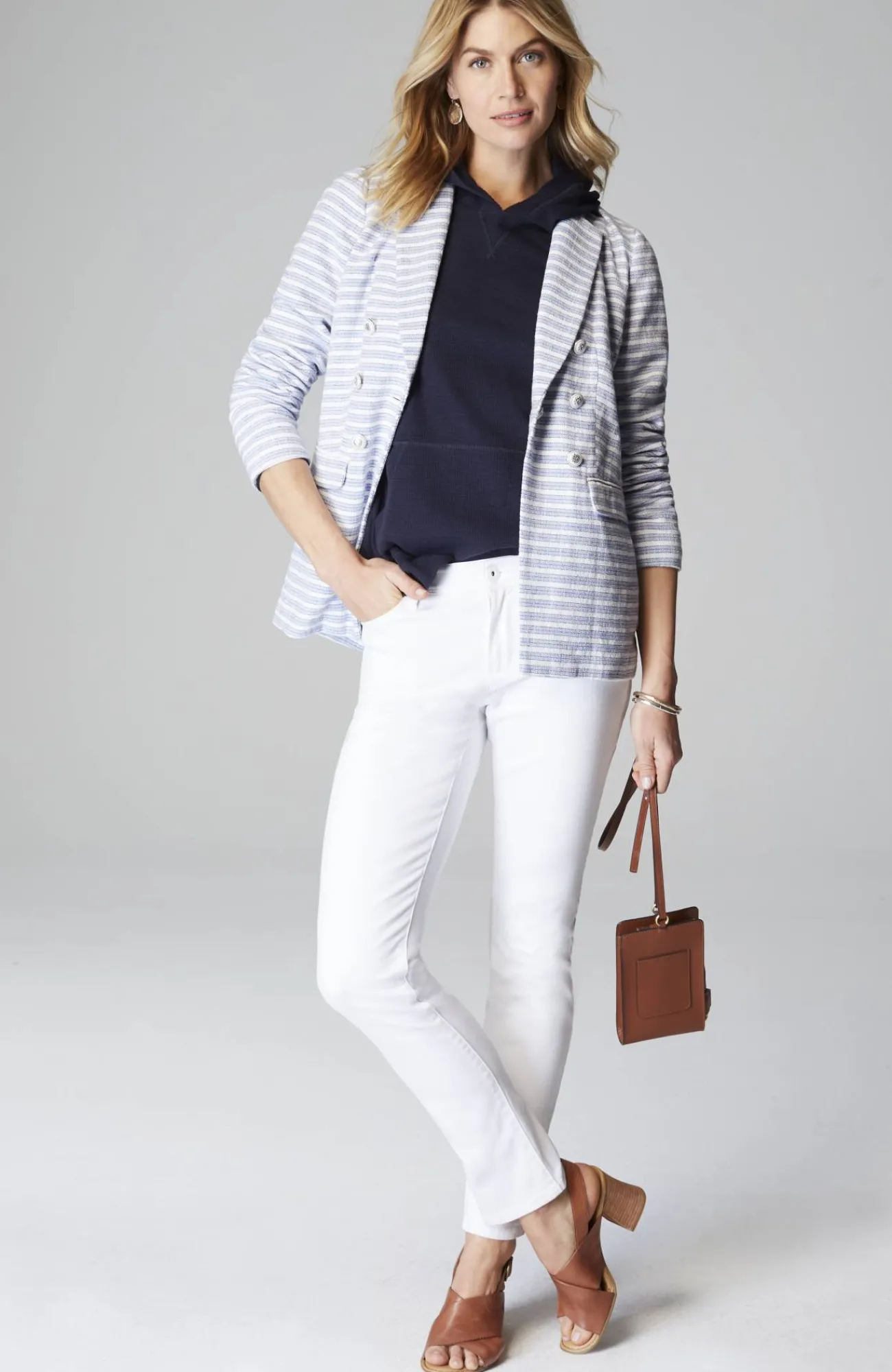 J.Jill Modern Spectator Blazer White Multi Hot