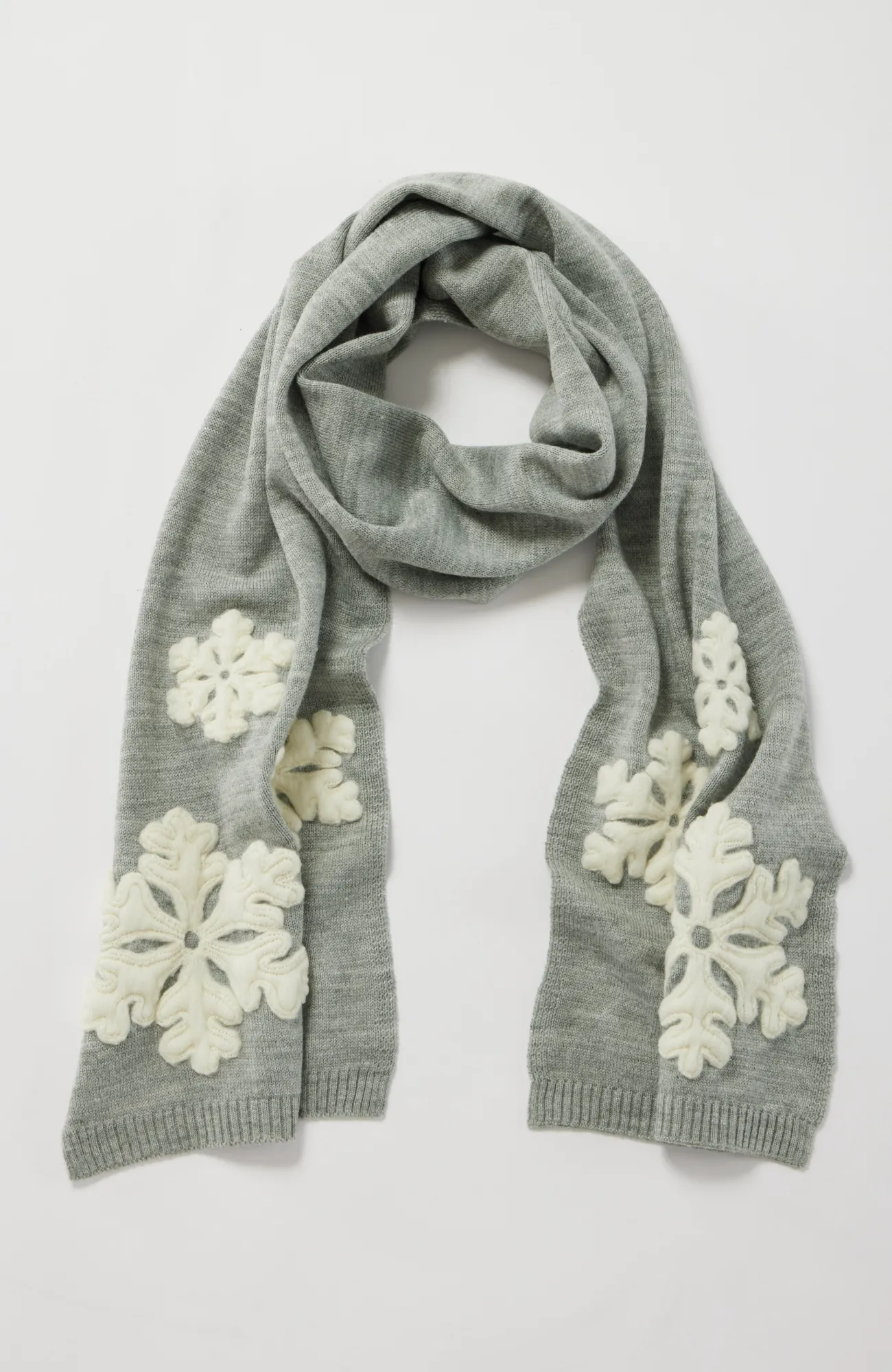 J.Jill Needle-Felted Snowflake Scarf Grey Heather/cream Hot