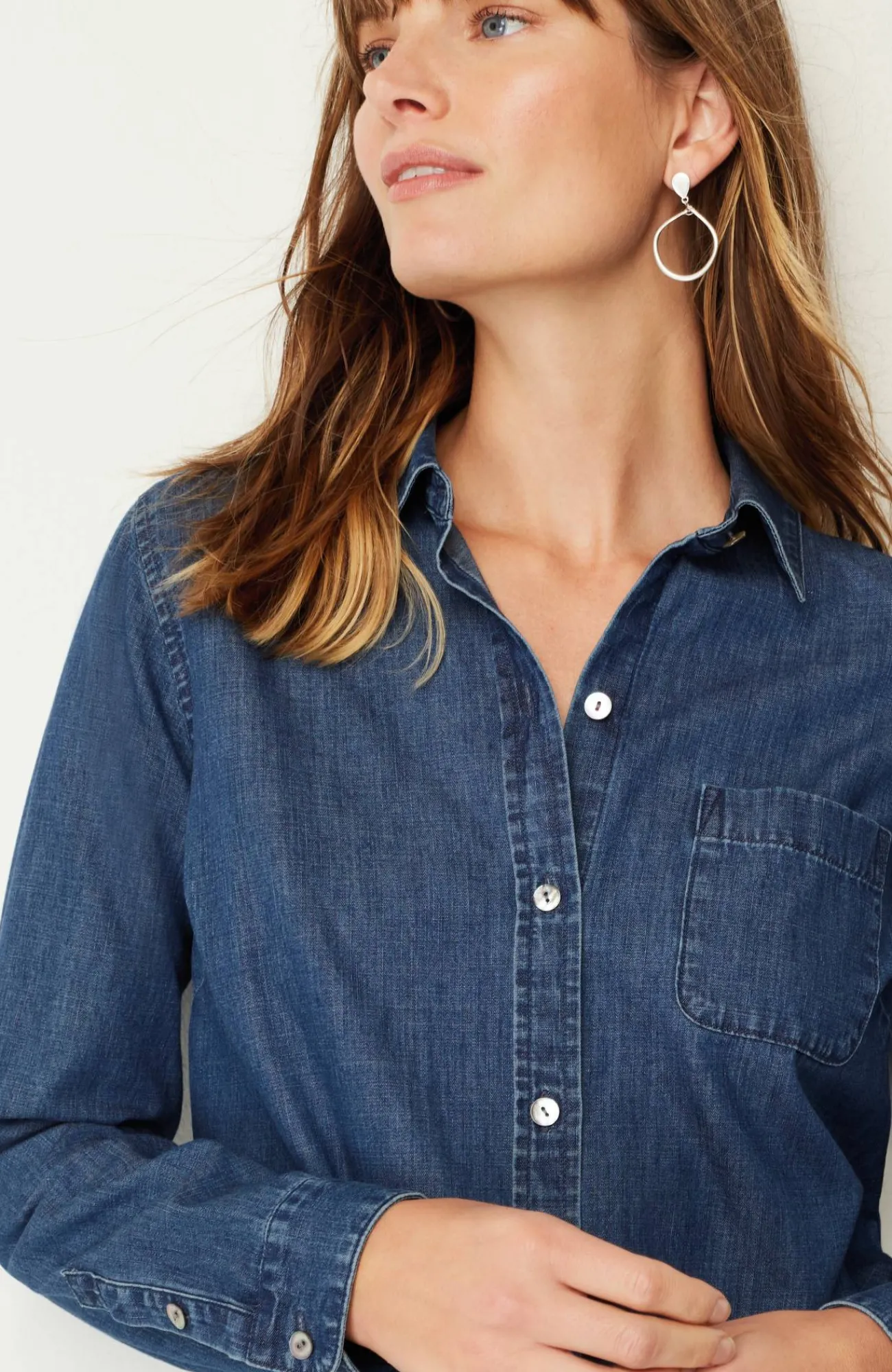 J.Jill One-Pocket Button-Front Shirt Hot