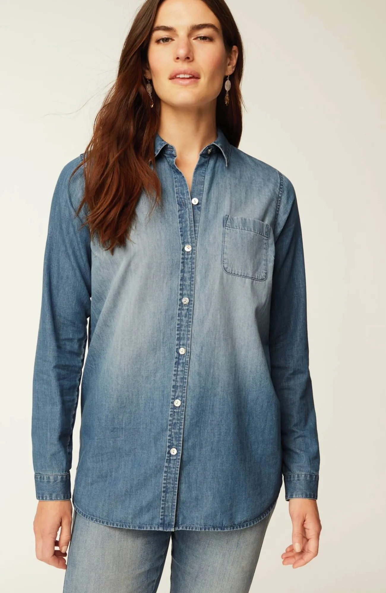 J.Jill One-Pocket Button-Front Shirt Hot