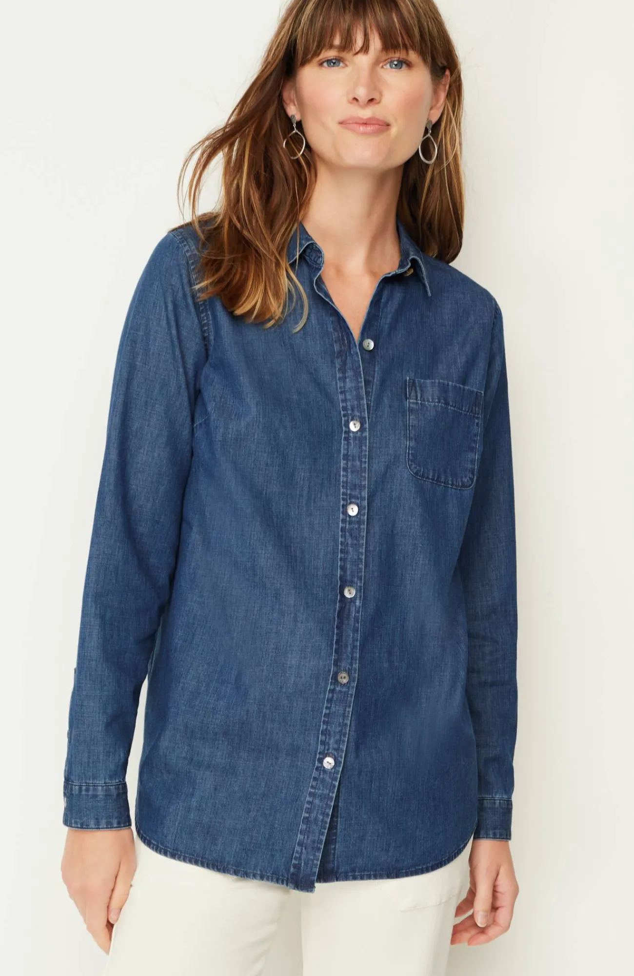 J.Jill One-Pocket Button-Front Shirt Hot