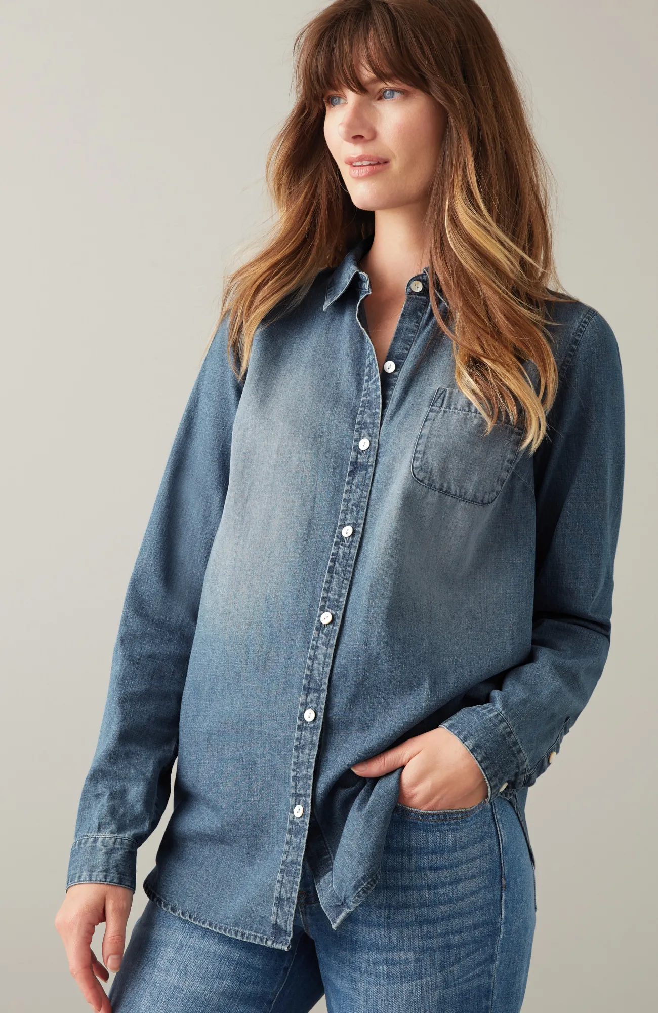 J.Jill One-Pocket Button-Front Shirt Hot