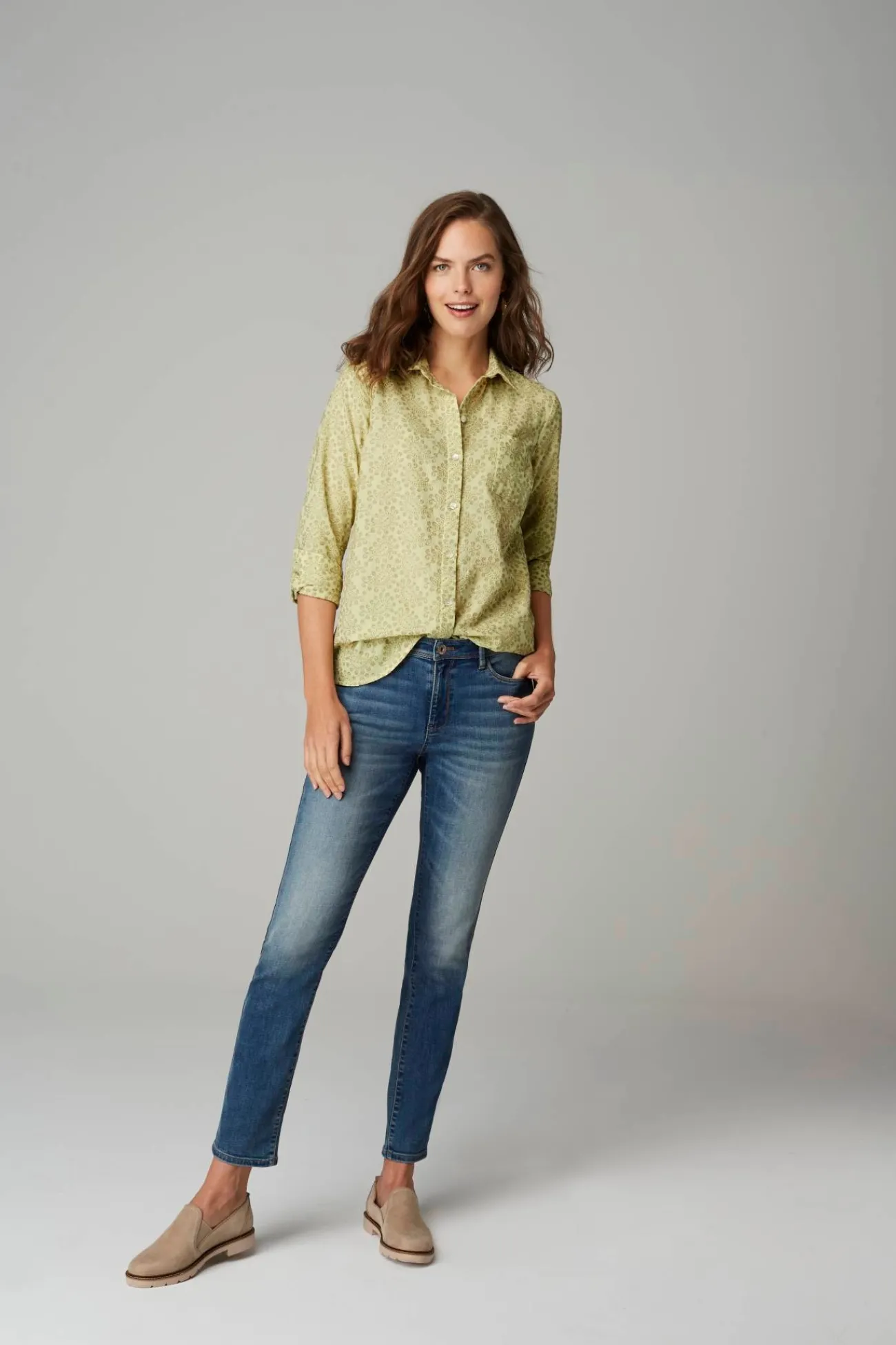 J.Jill One-Pocket Shirred-Back Shirt Outlet