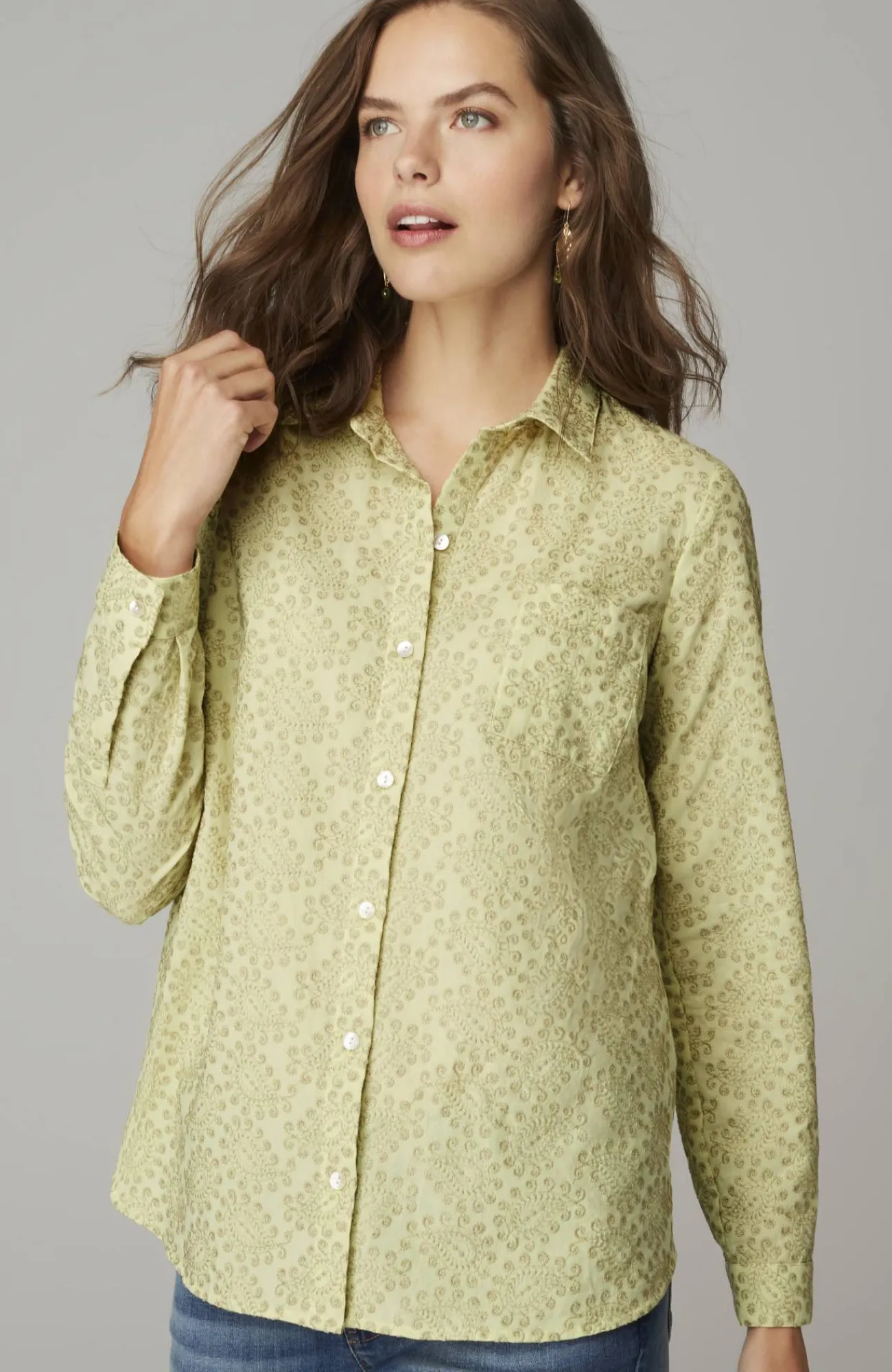 J.Jill One-Pocket Shirred-Back Shirt Outlet