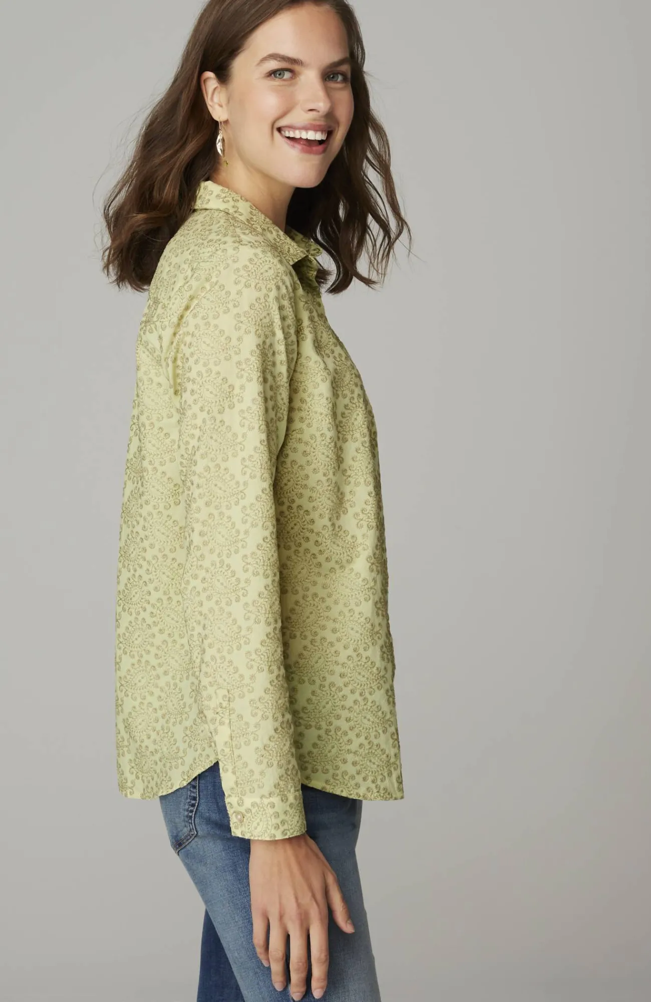 J.Jill One-Pocket Shirred-Back Shirt Outlet