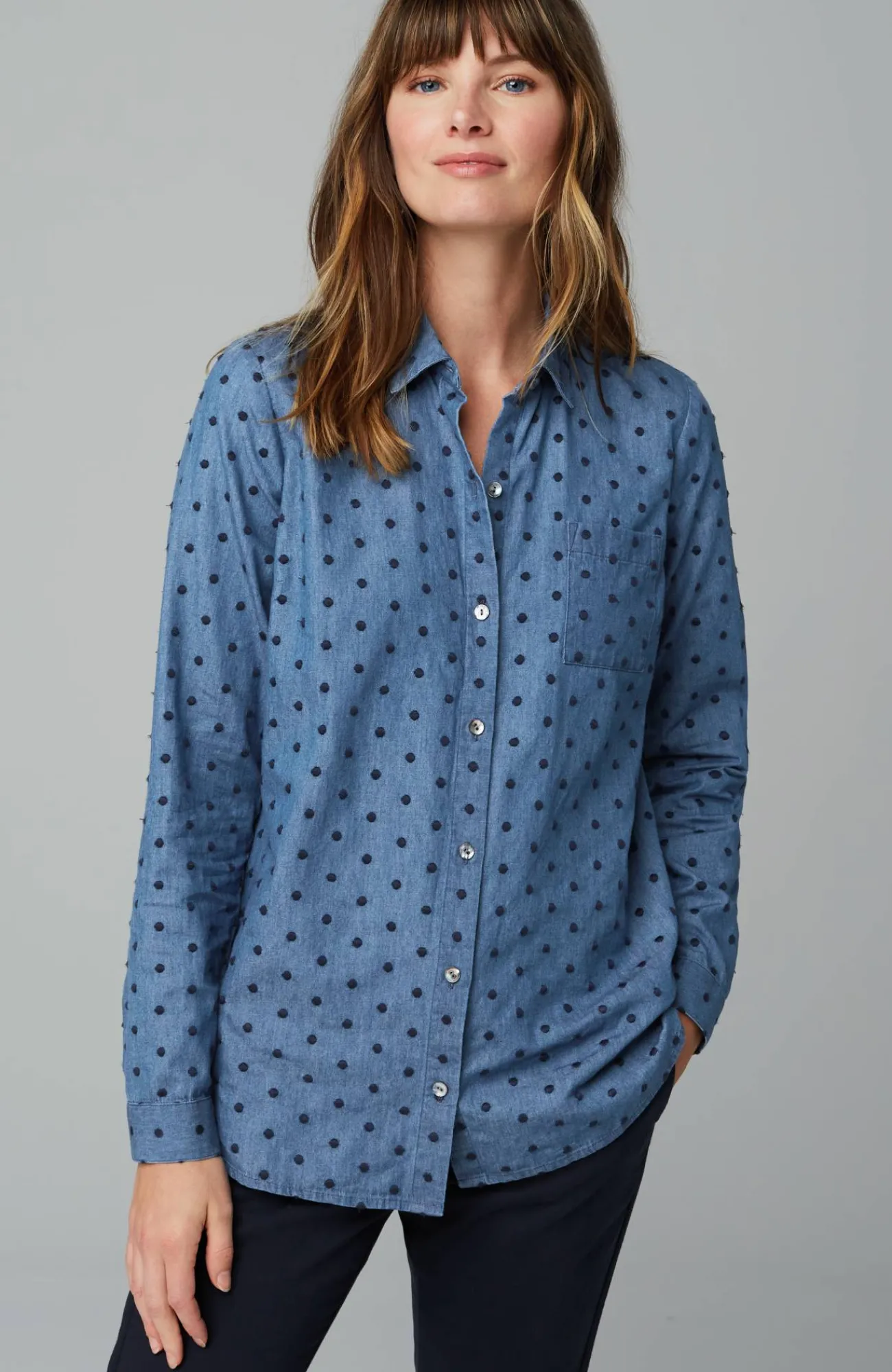 J.Jill One-Pocket Shirred-Back Shirt Outlet