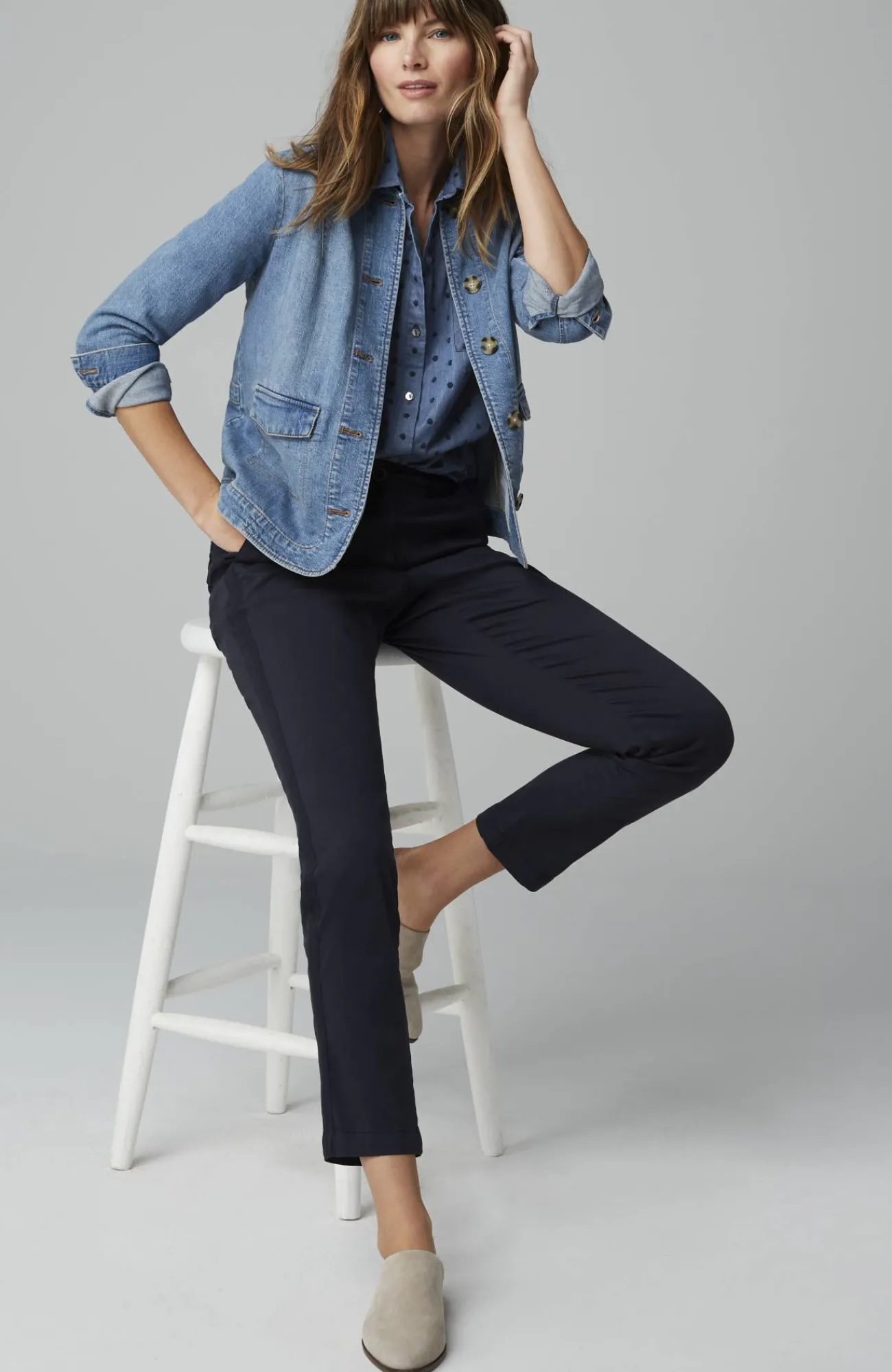 J.Jill One-Pocket Shirred-Back Shirt Outlet